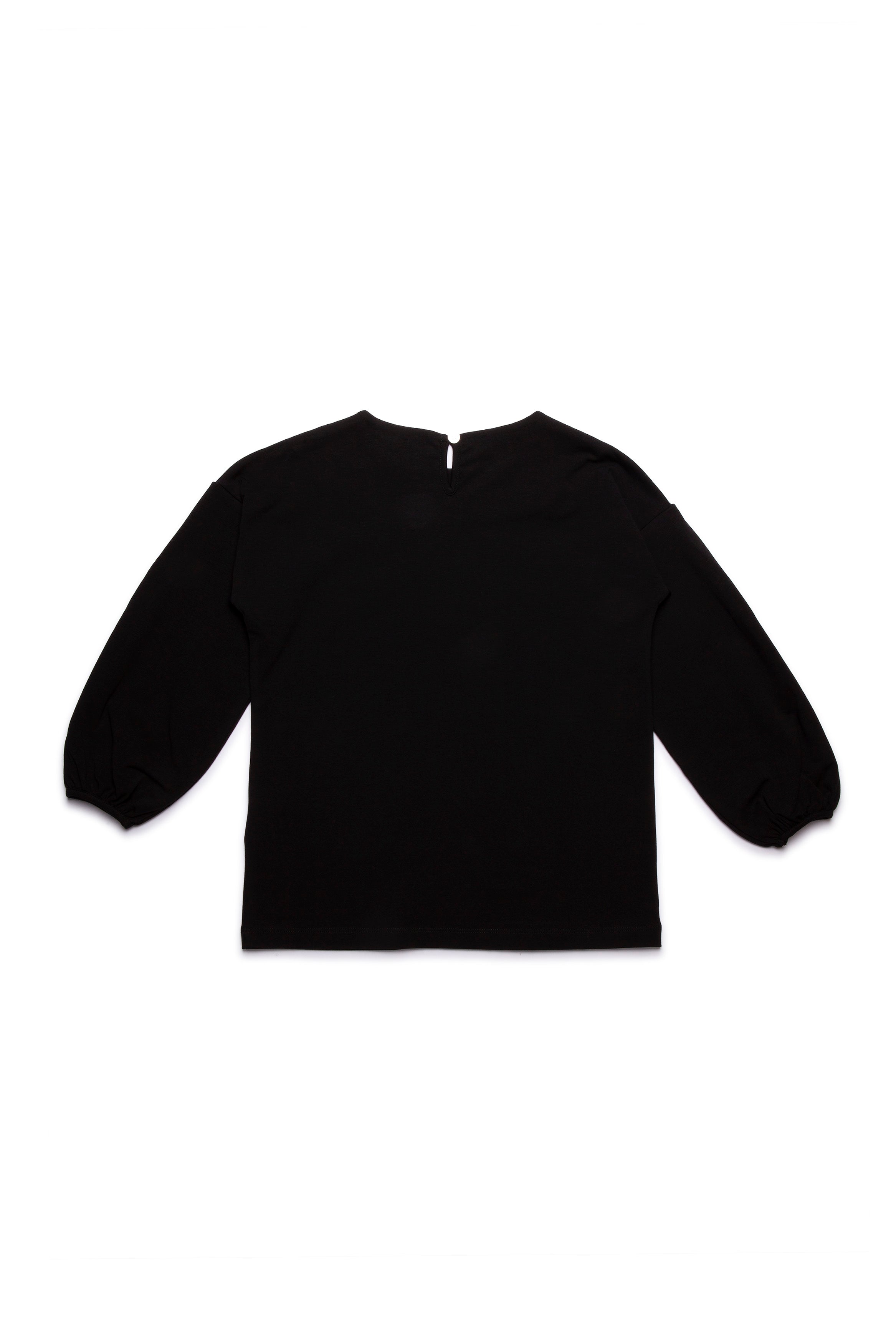 Girls Black Printing Bow-knot Long Sleeves T-shirt