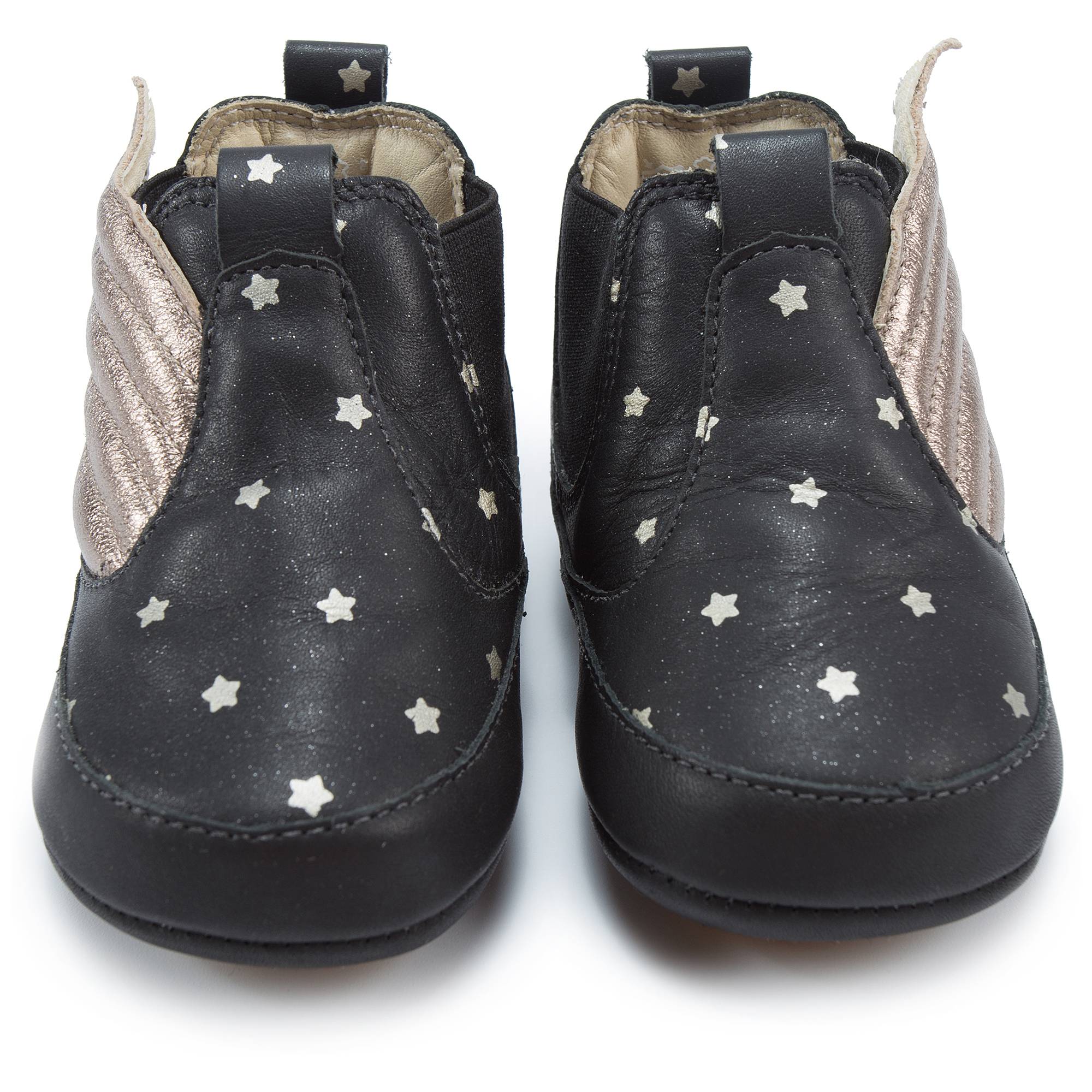 Baby Girls Black Star Leather Shoes