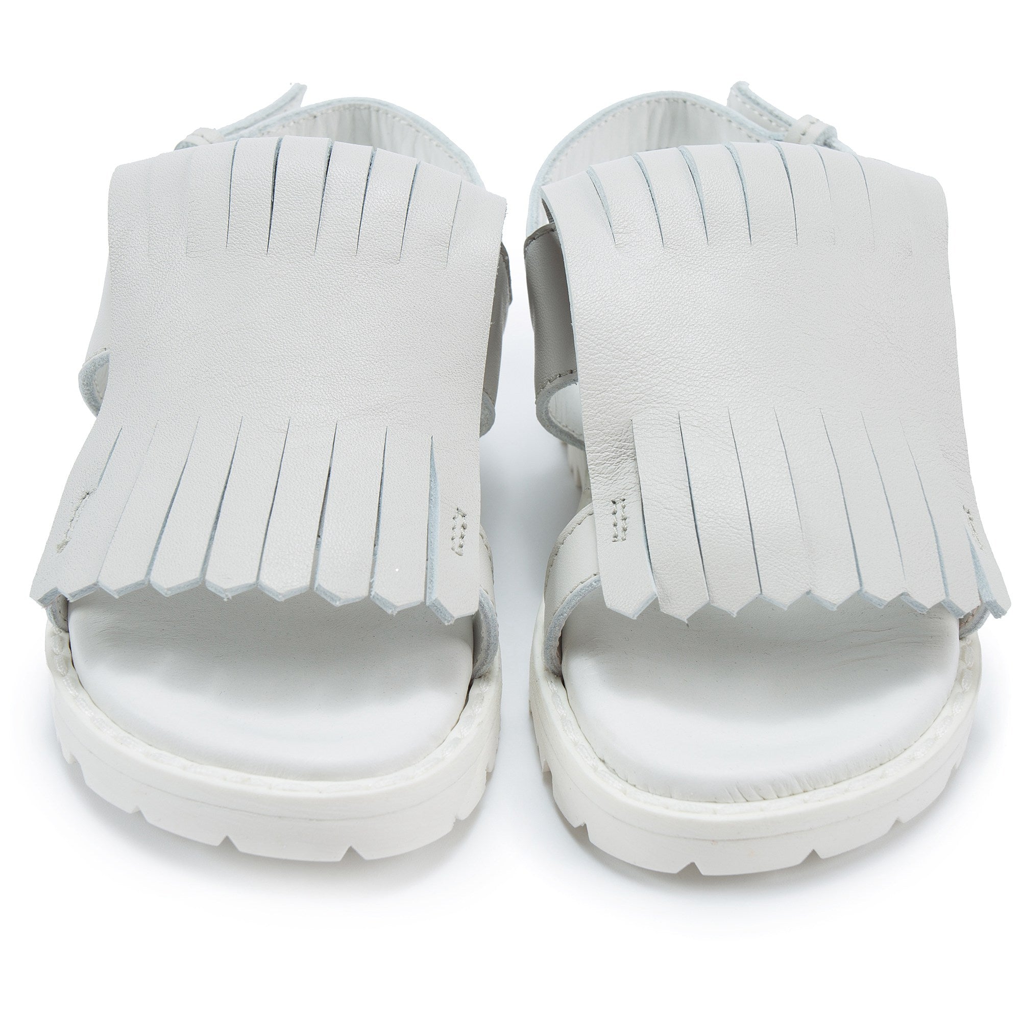 Girls White Leather Sandals