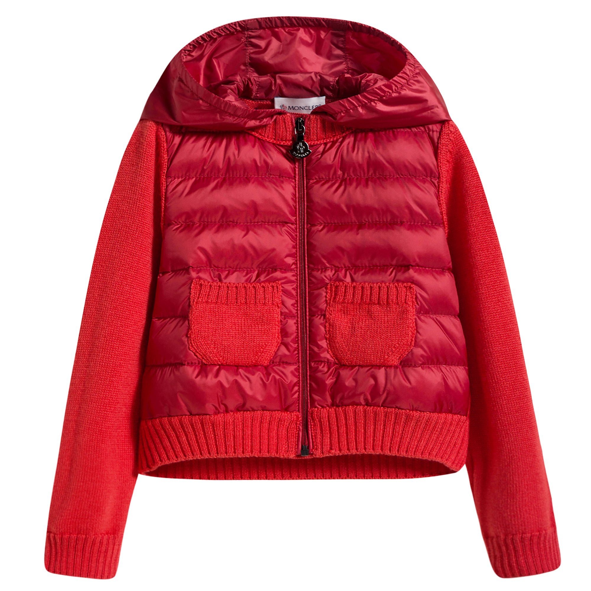 Girls Red Quilted Zip-up Top