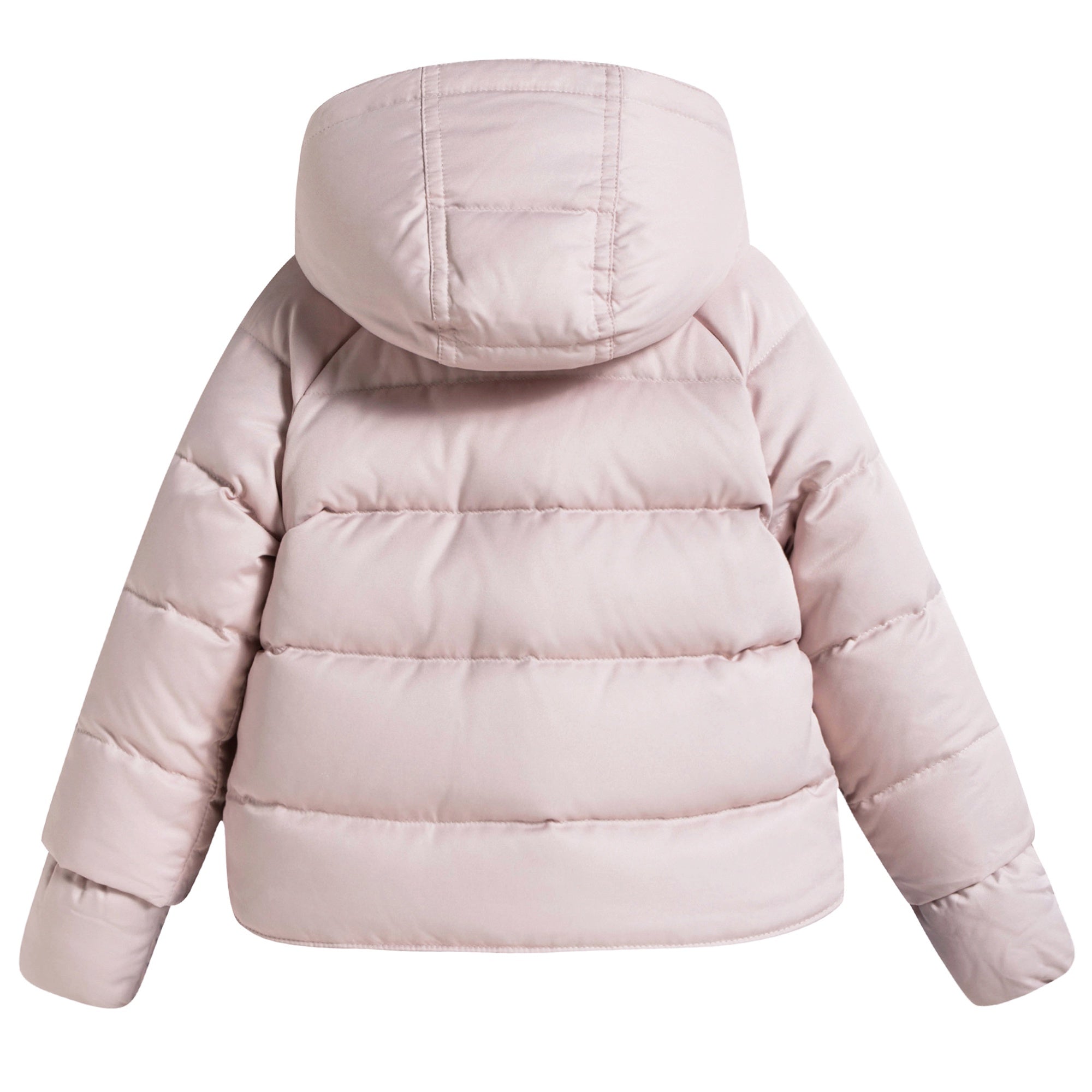 Baby Girls Pink Down Padded Jacket With Gloves