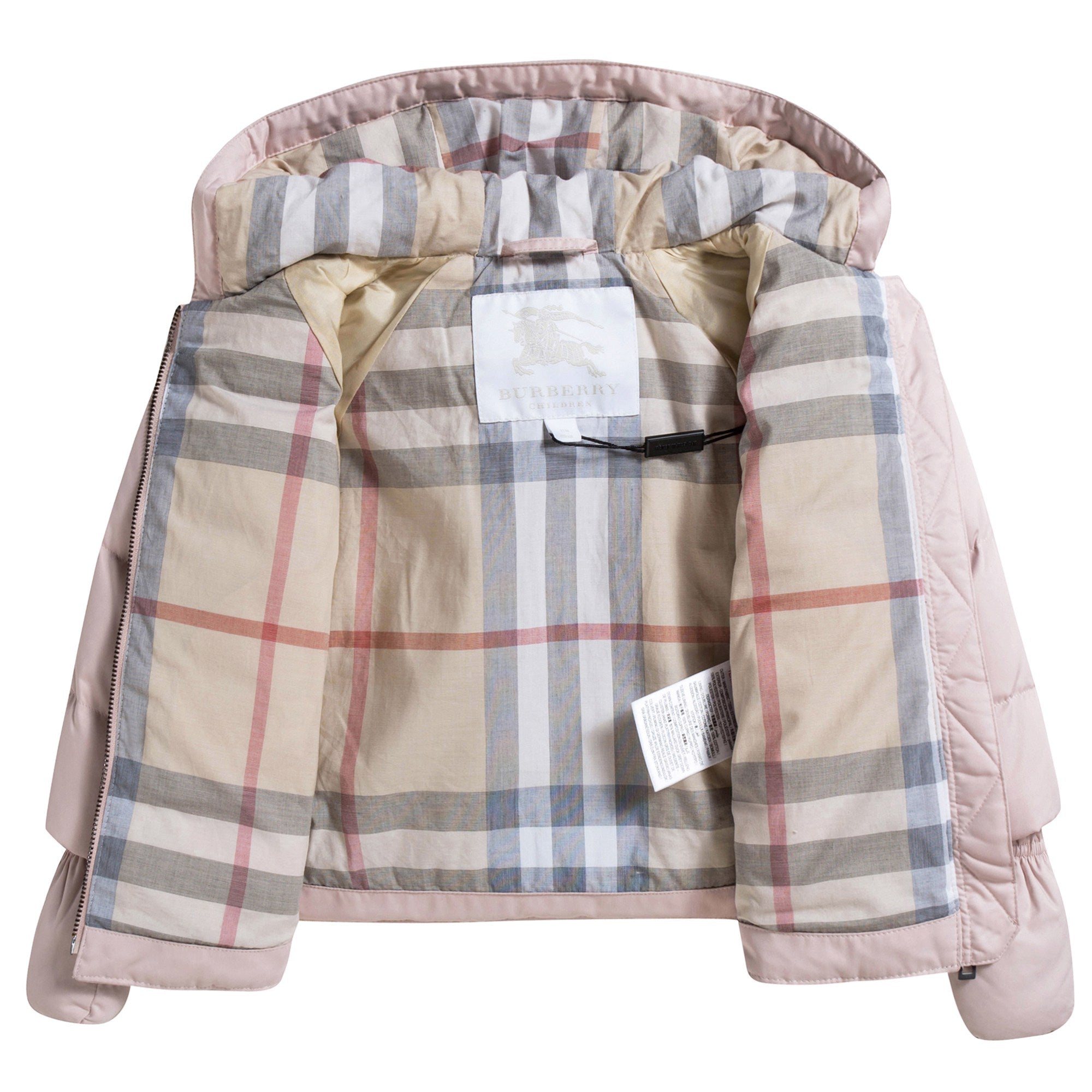 Baby Girls Pink Down Padded Jacket With Gloves