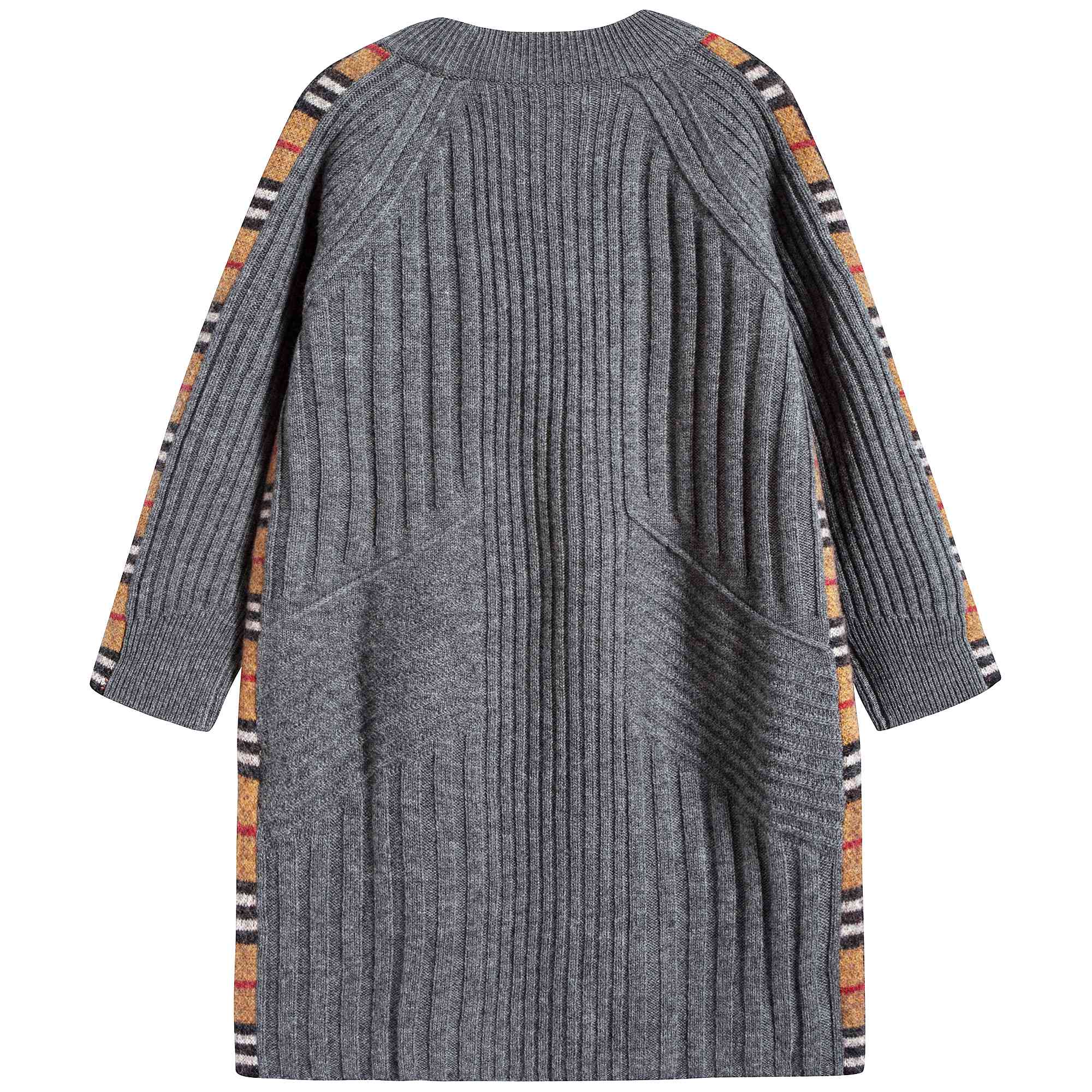Girls Grey Melange Wool Dress