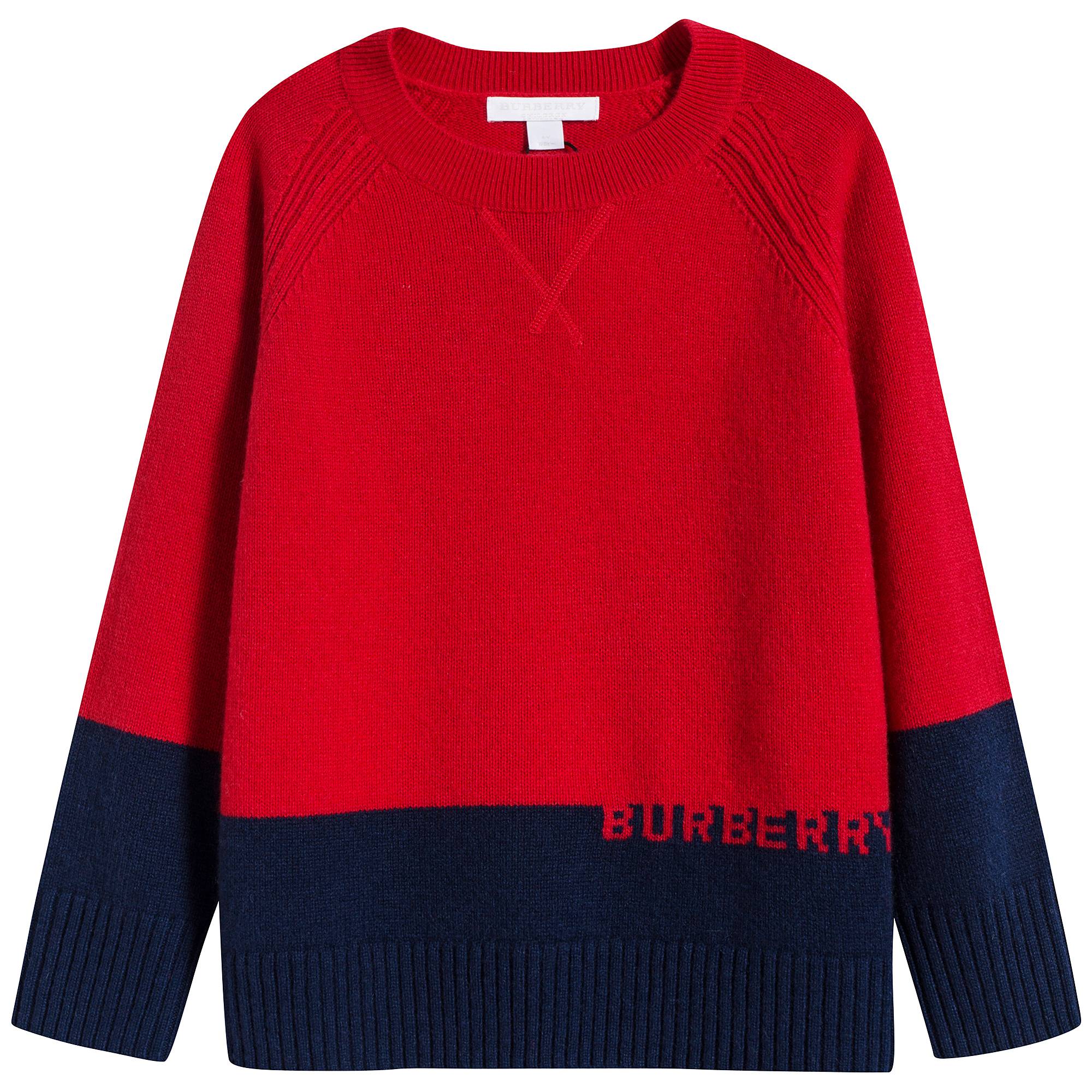 Boys Bright Red Cashmere Sweater