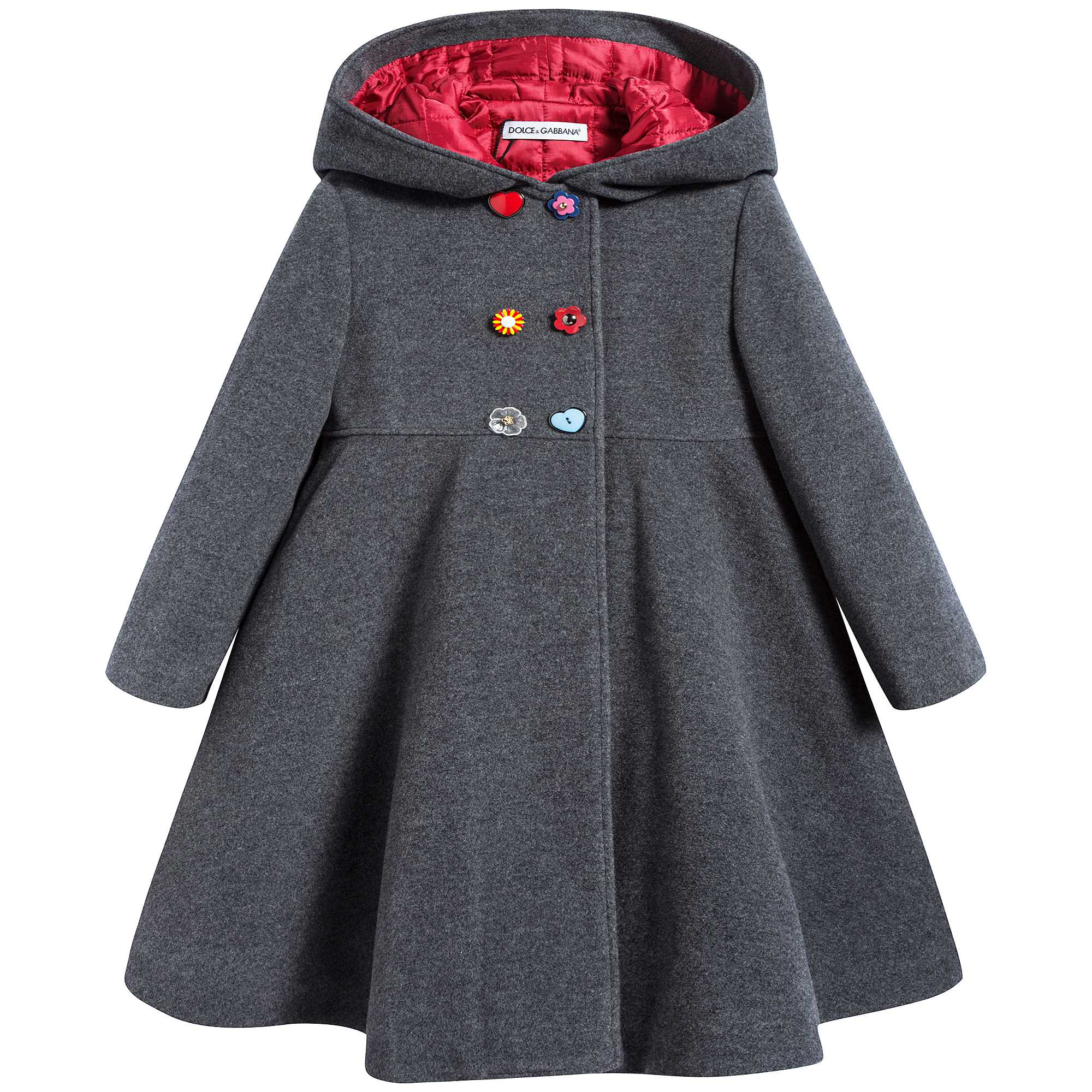 Girls Melange Grey Wool Coat