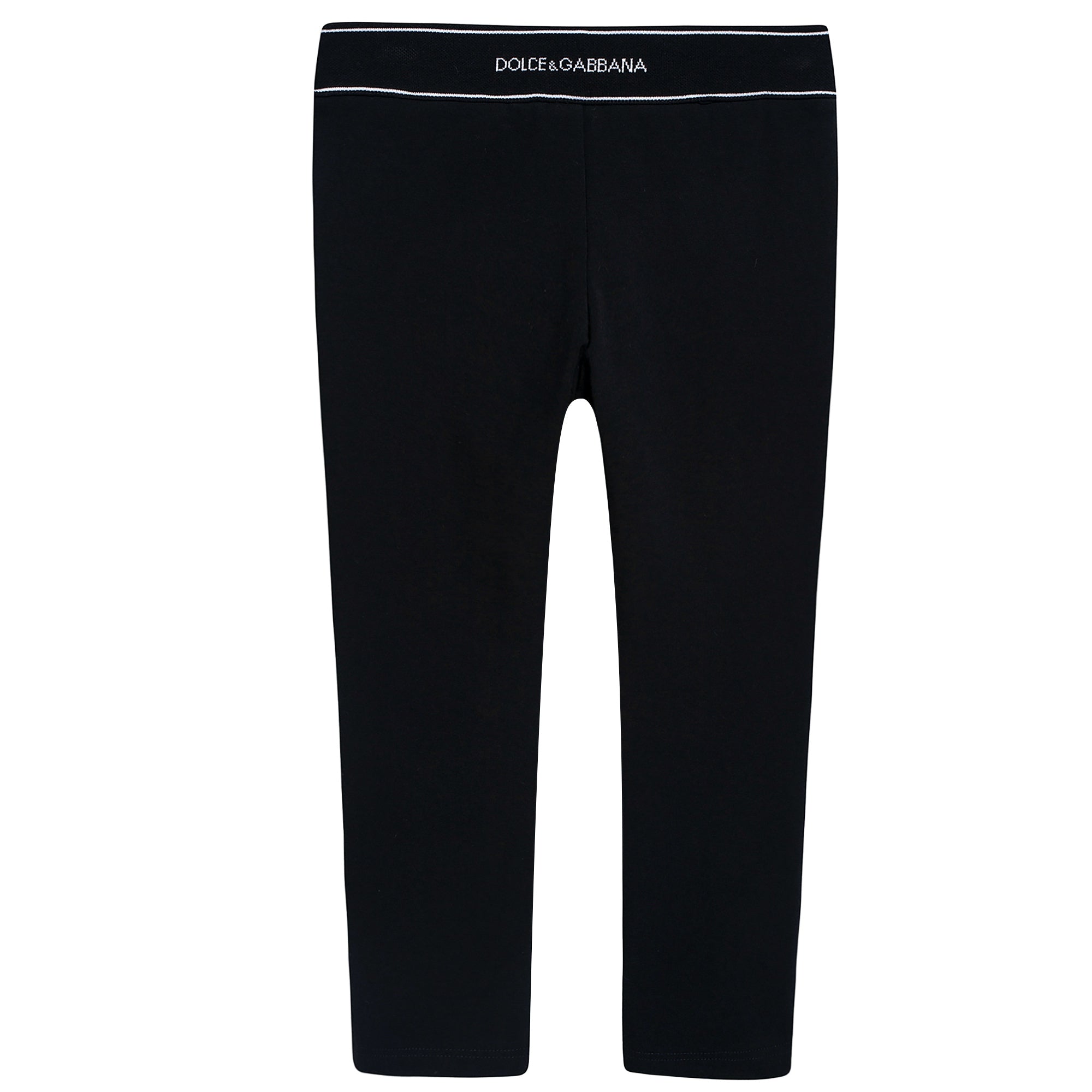 Girls Black Logo Cotton Leggings