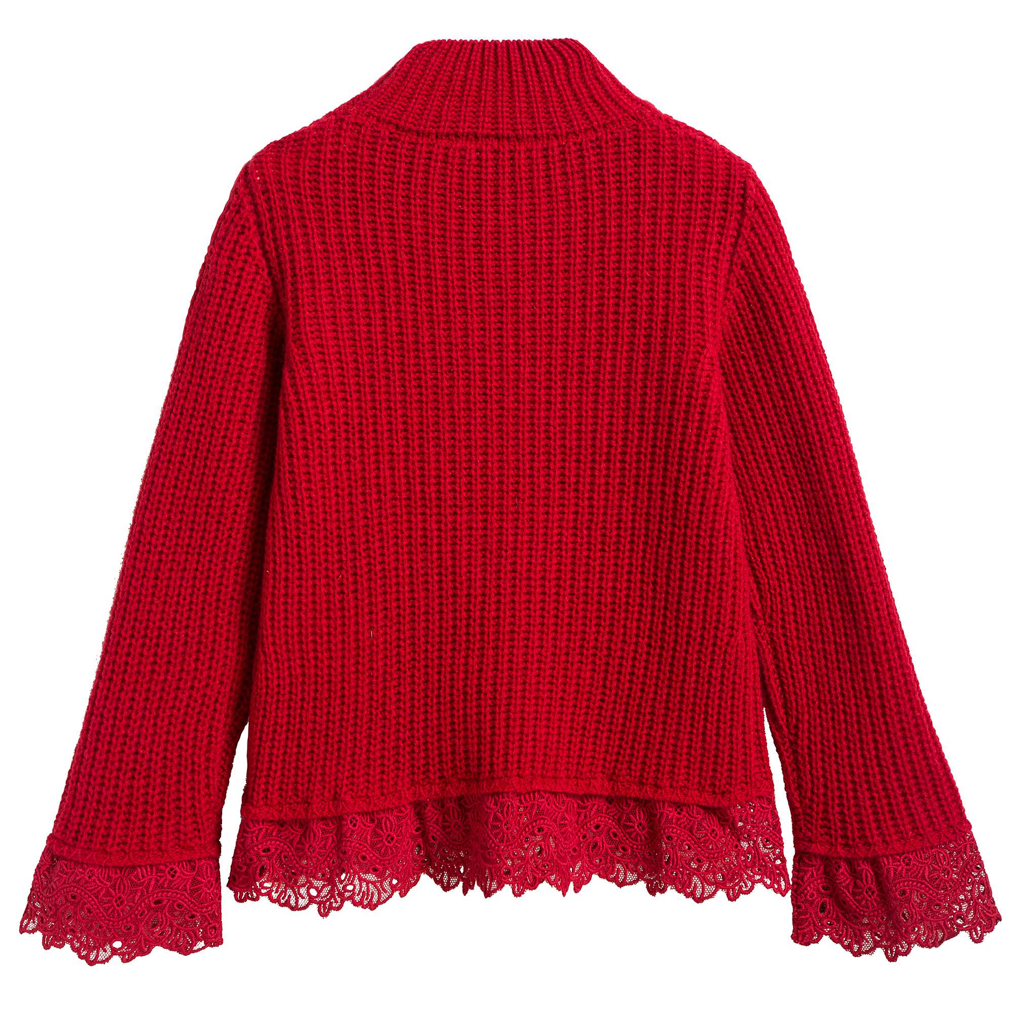 Girls Red Sweater With Lace