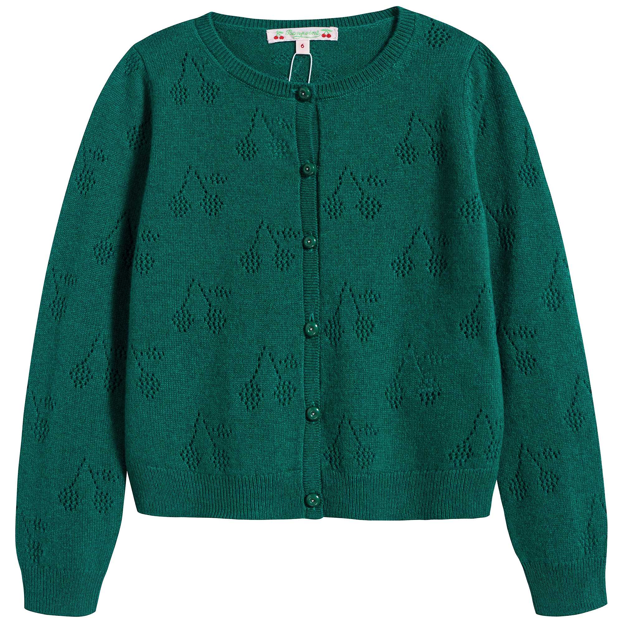 女童绿色羊绒开衫