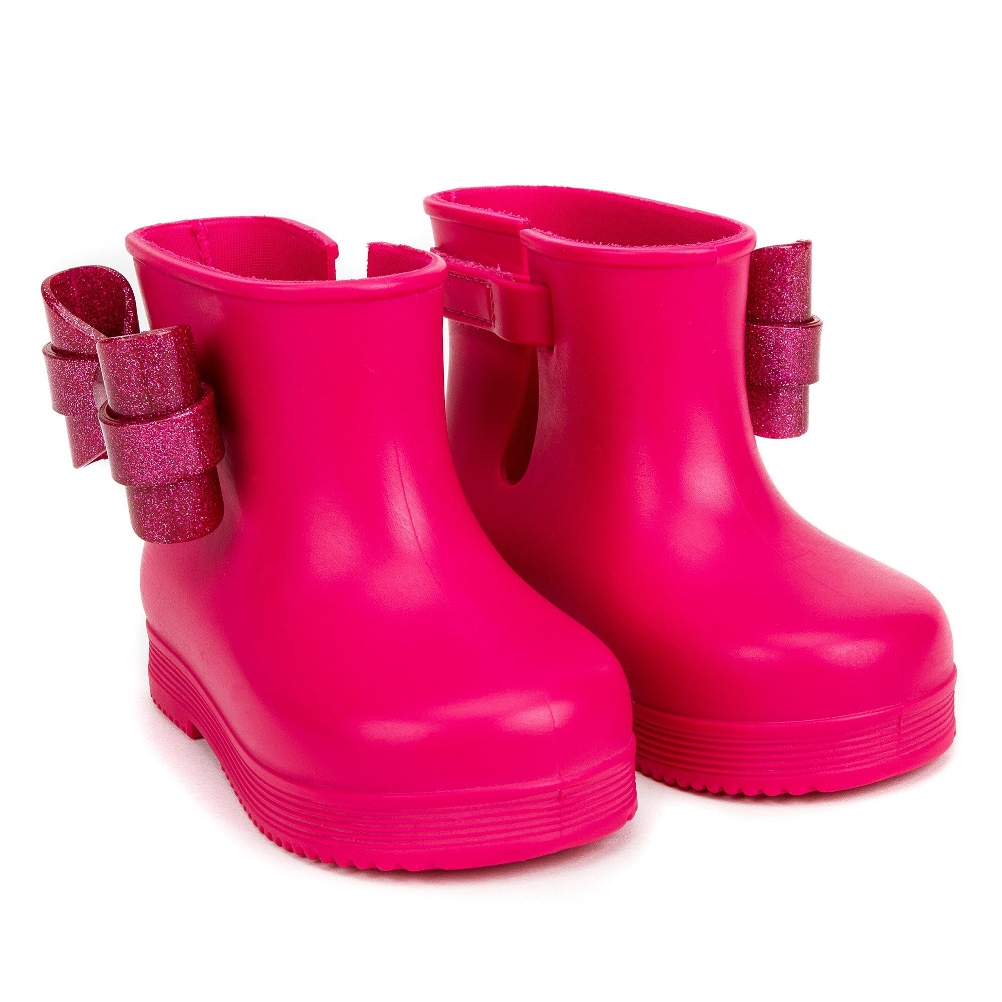 Girls Dark Pink Jelly Rainshoes with Bow
