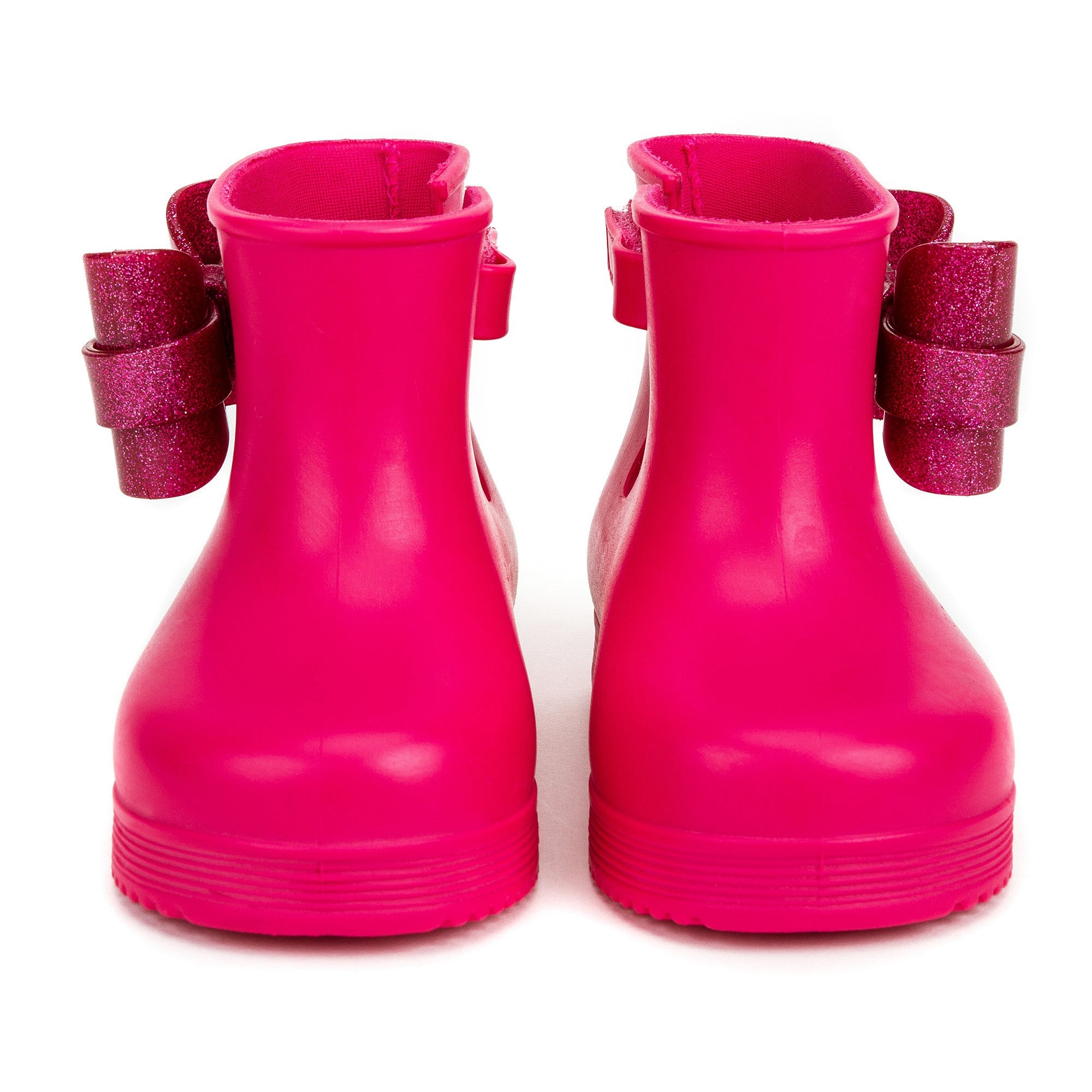 Girls Dark Pink Jelly Rainshoes with Bow