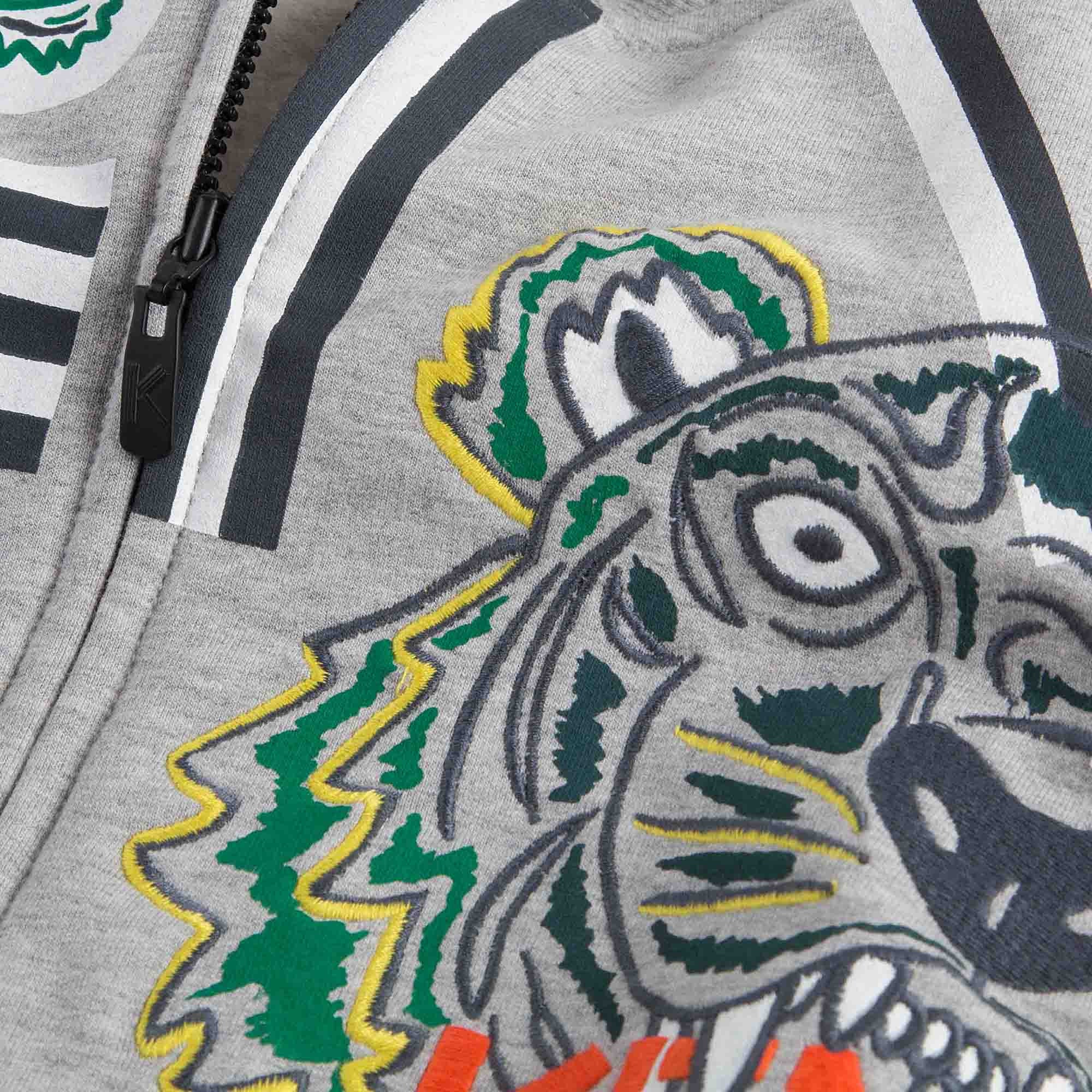 Boys Marl Grey Allover Embroidered Trims Cardigan - CÉMAROSE | Children's Fashion Store - 6