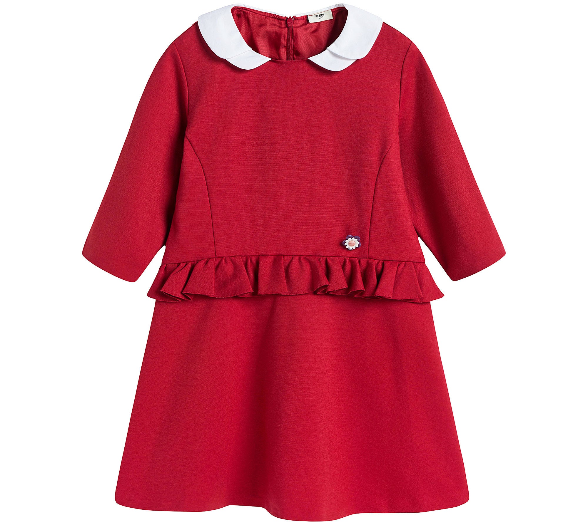 Girl Red Woven Ruffled Waisted Dress - CÉMAROSE | Children's Fashion Store - 1