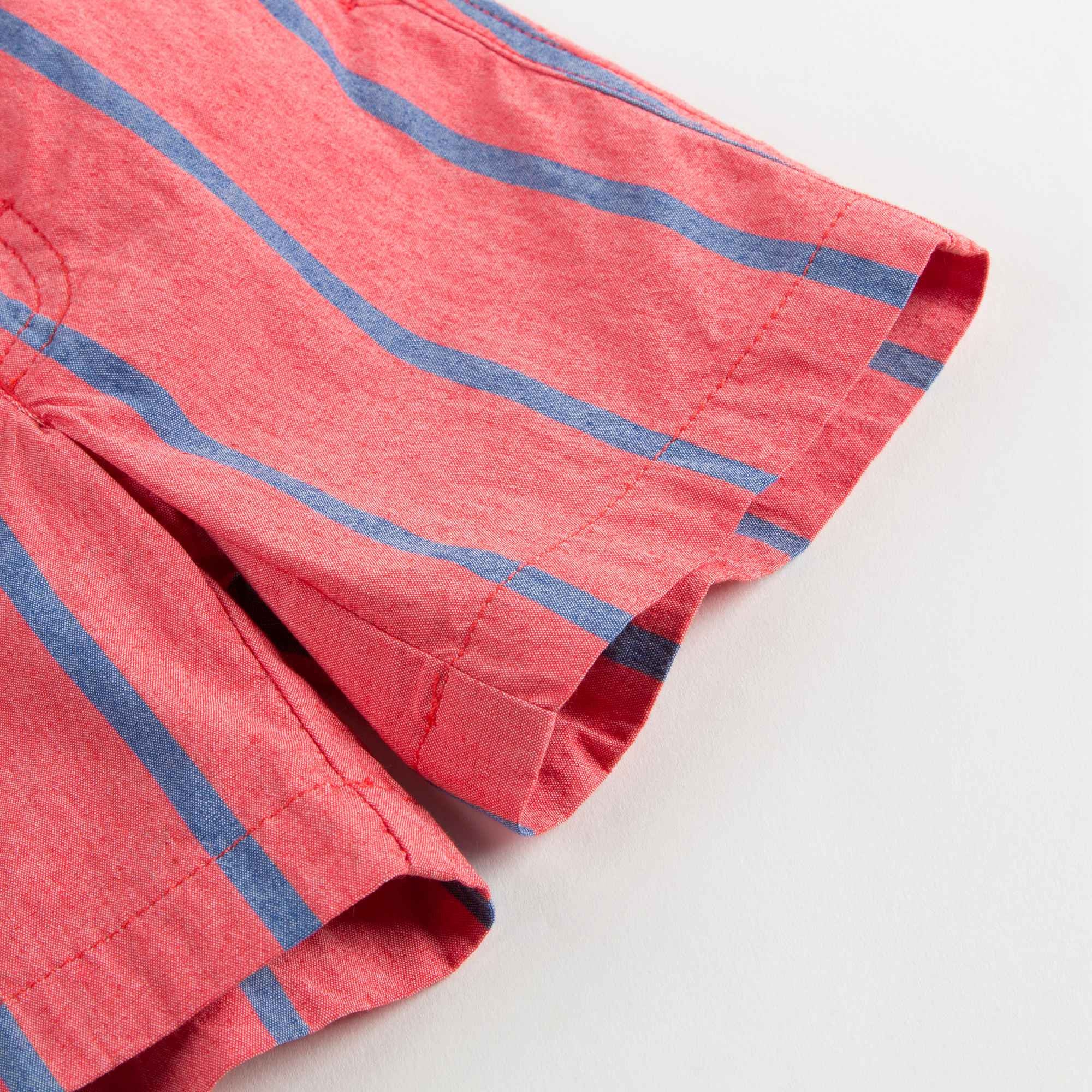 Boys Blue & Red Striped Cotton Shorts