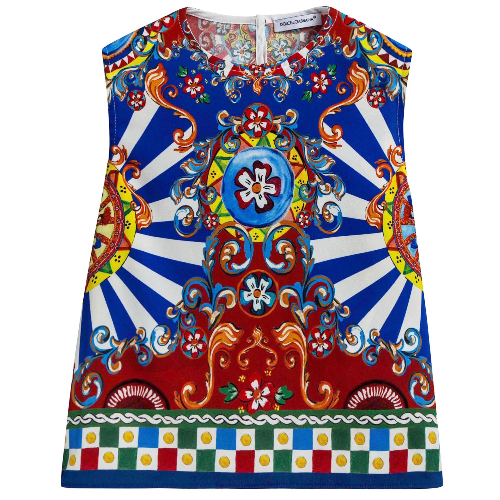 Girls Multicolor Printed Sleeveless T-Shirt