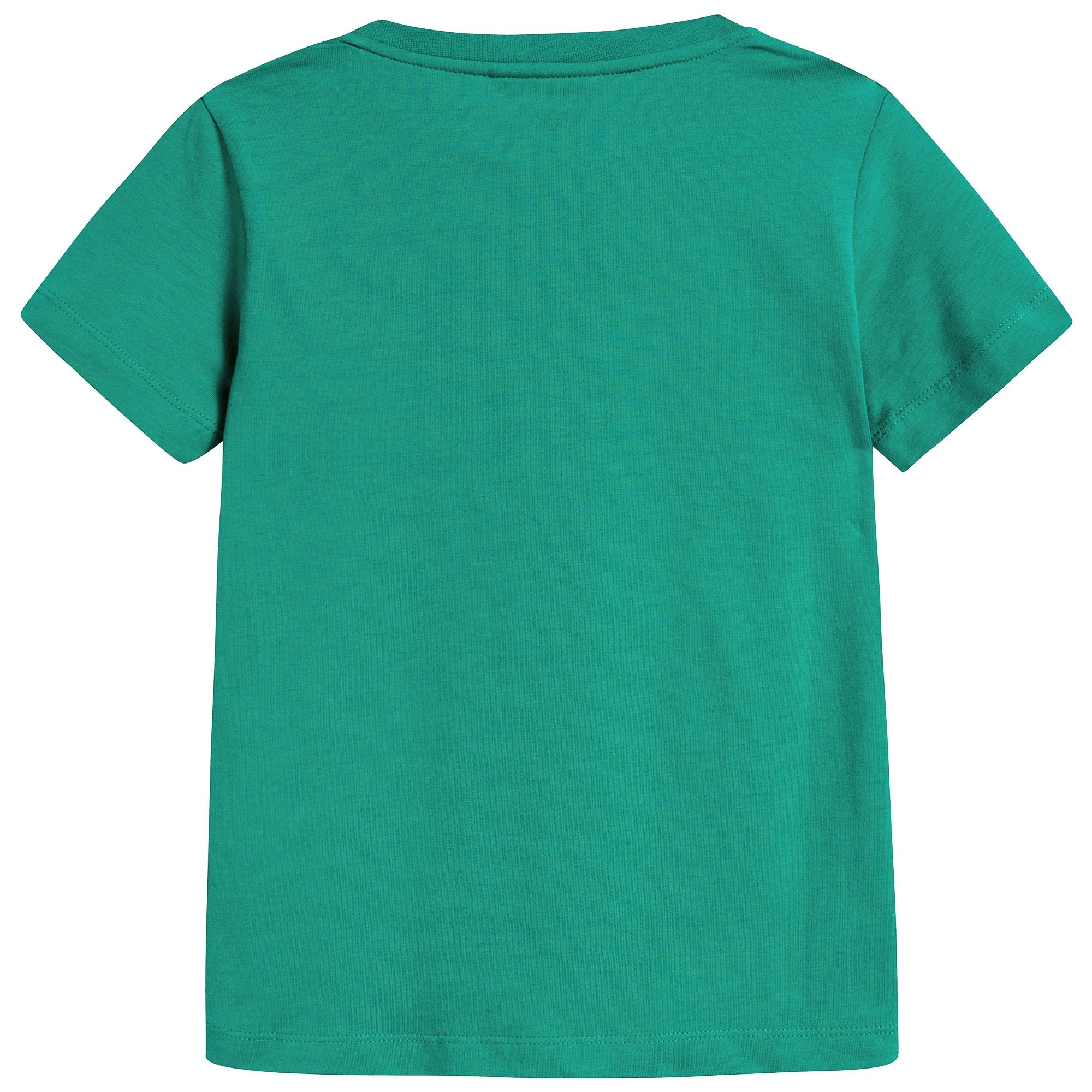 Boys Green Printed Cotton T-shirt