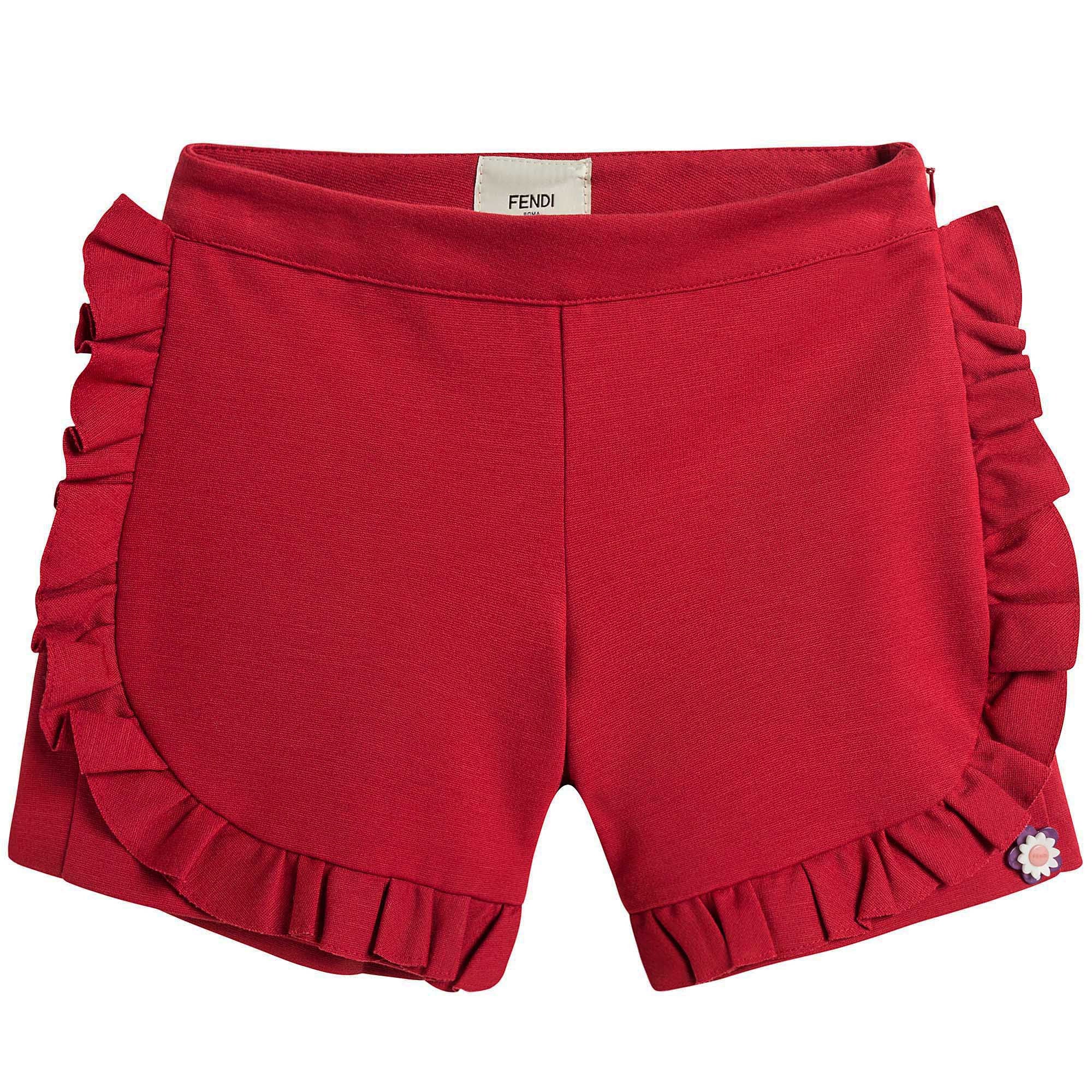 Girls Red Ruffled Edge Trims Short - CÉMAROSE | Children's Fashion Store - 1