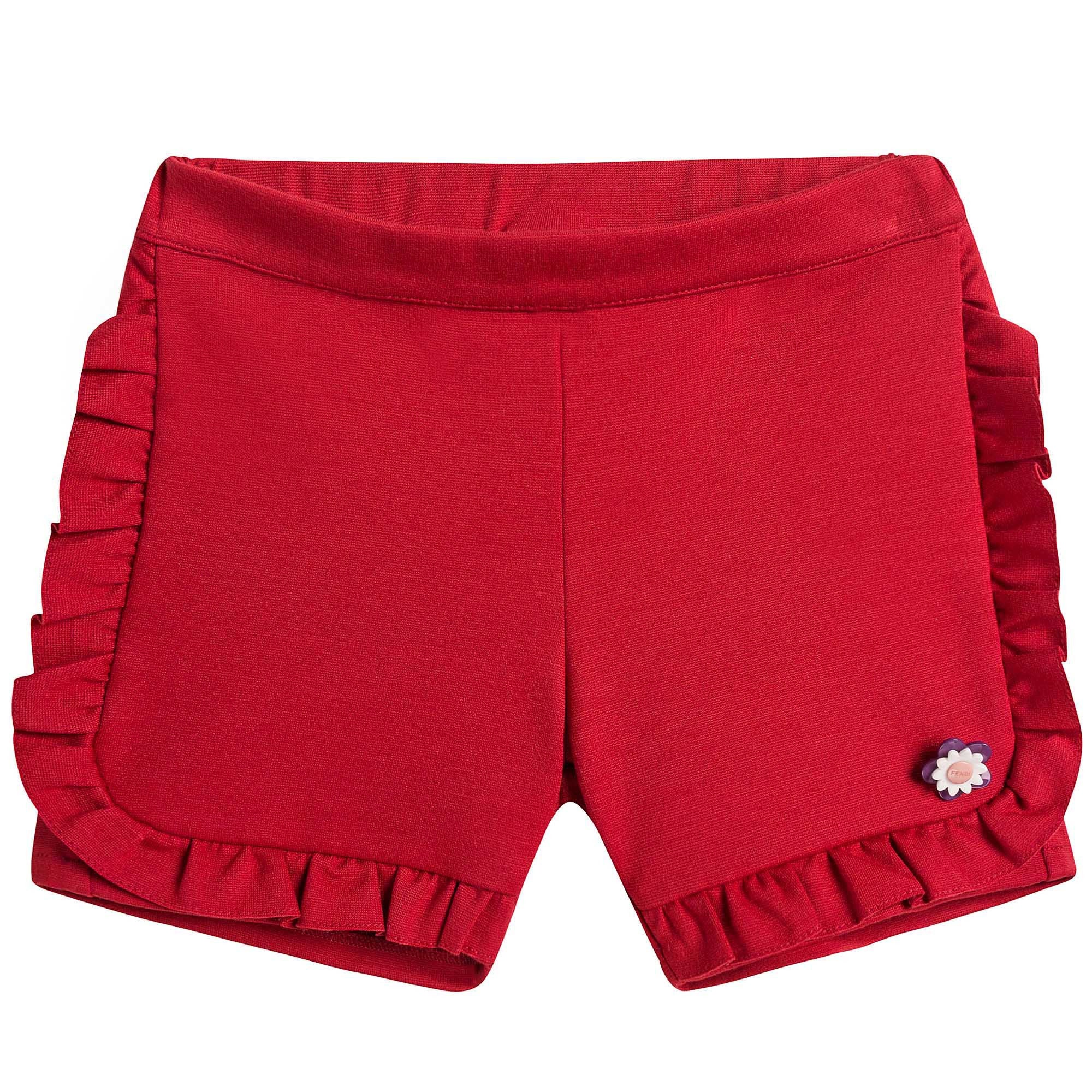 Baby Girls Red Ruffled Edge Trims Short - CÉMAROSE | Children's Fashion Store - 1