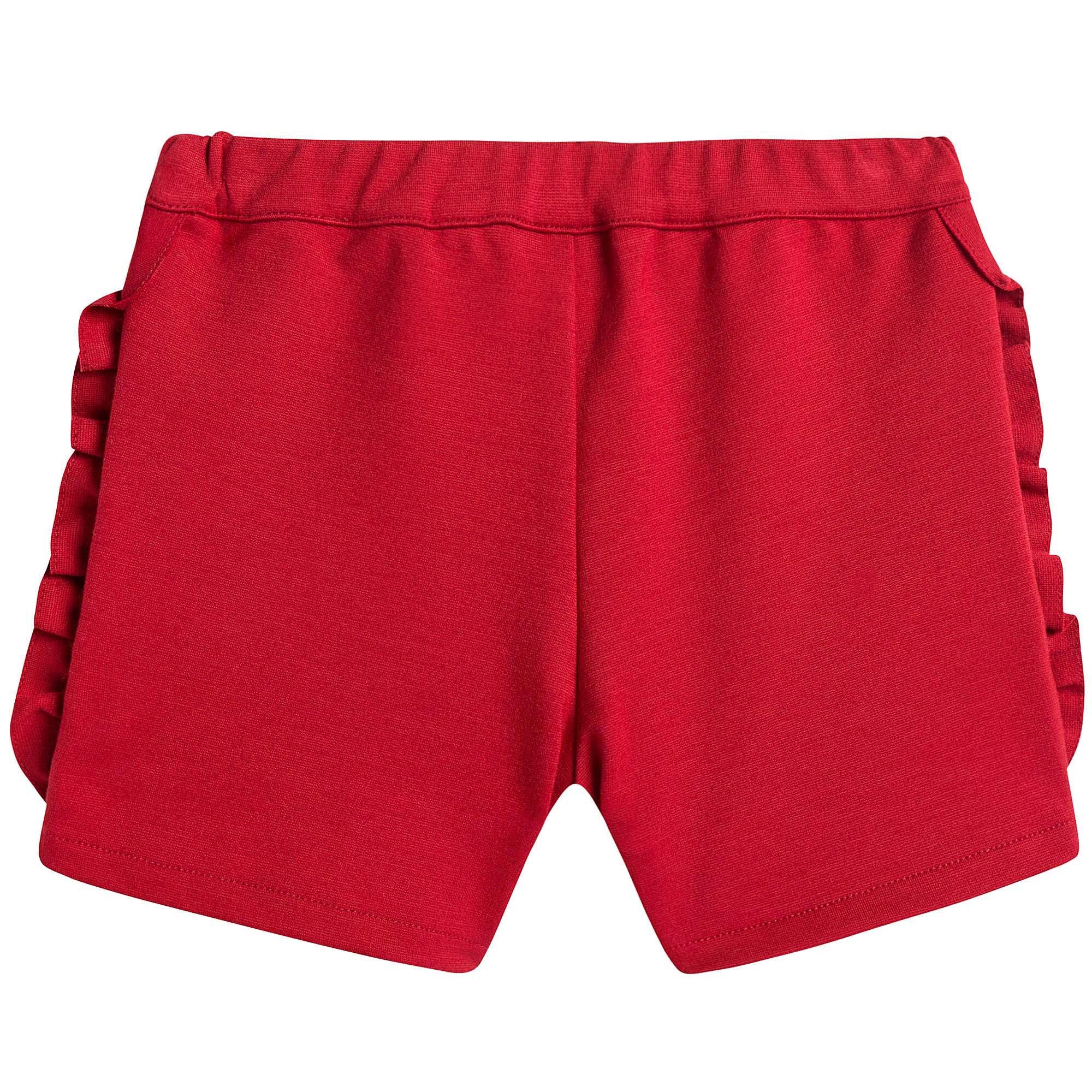 Baby Girls Red Ruffled Edge Trims Short - CÉMAROSE | Children's Fashion Store - 3