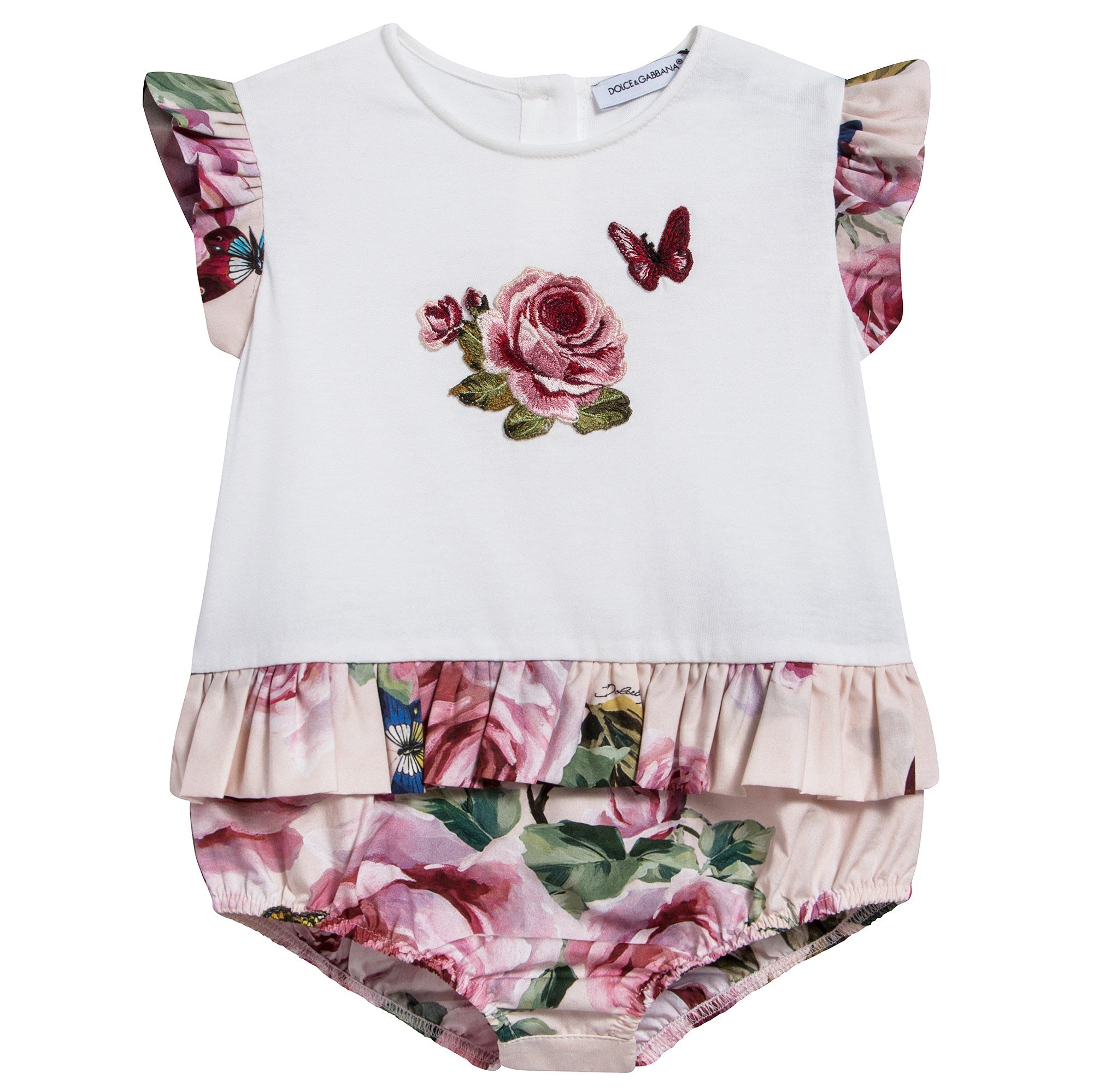 Baby Girls Lvory & Pink Roses Shortie
