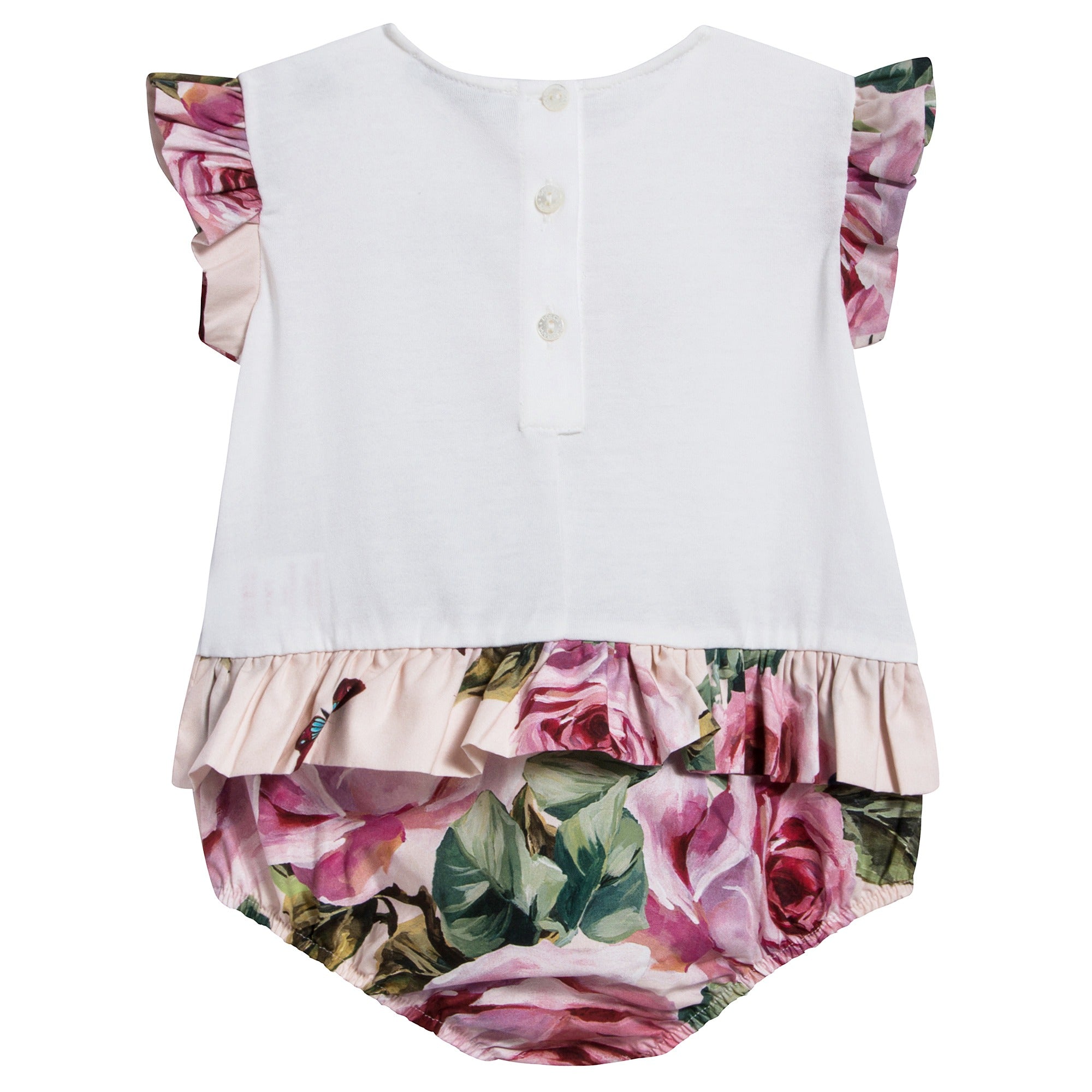 Baby Girls Lvory & Pink Roses Shortie