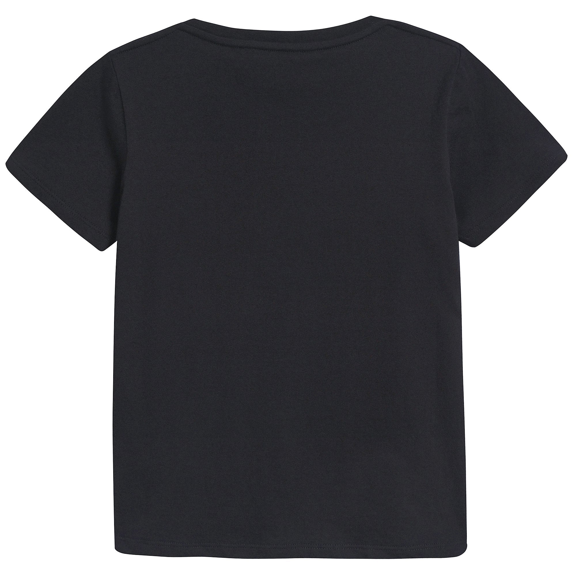 Girls & Boys Black Logo Cotton T-shirt