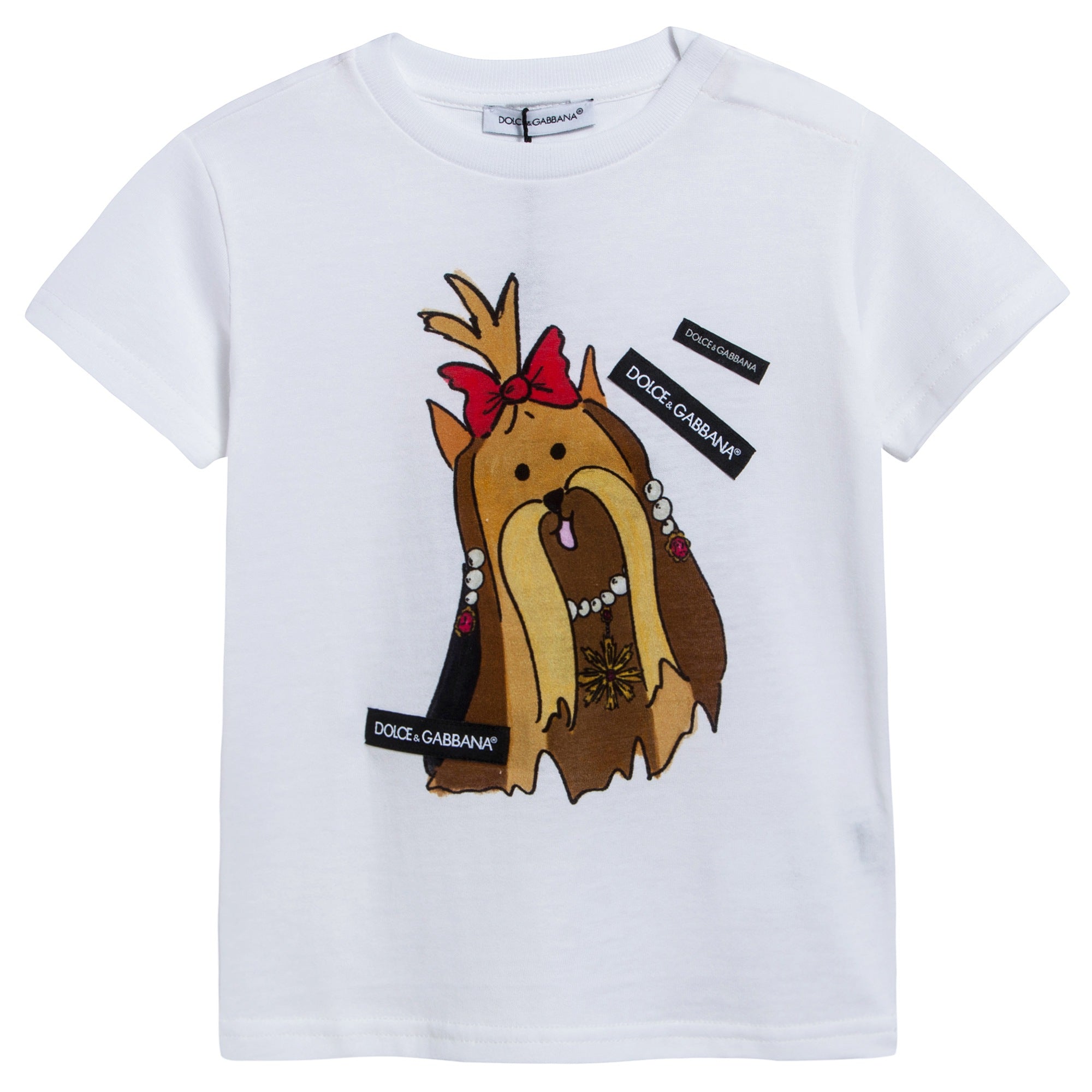 Baby White Dog Printed T-shirt