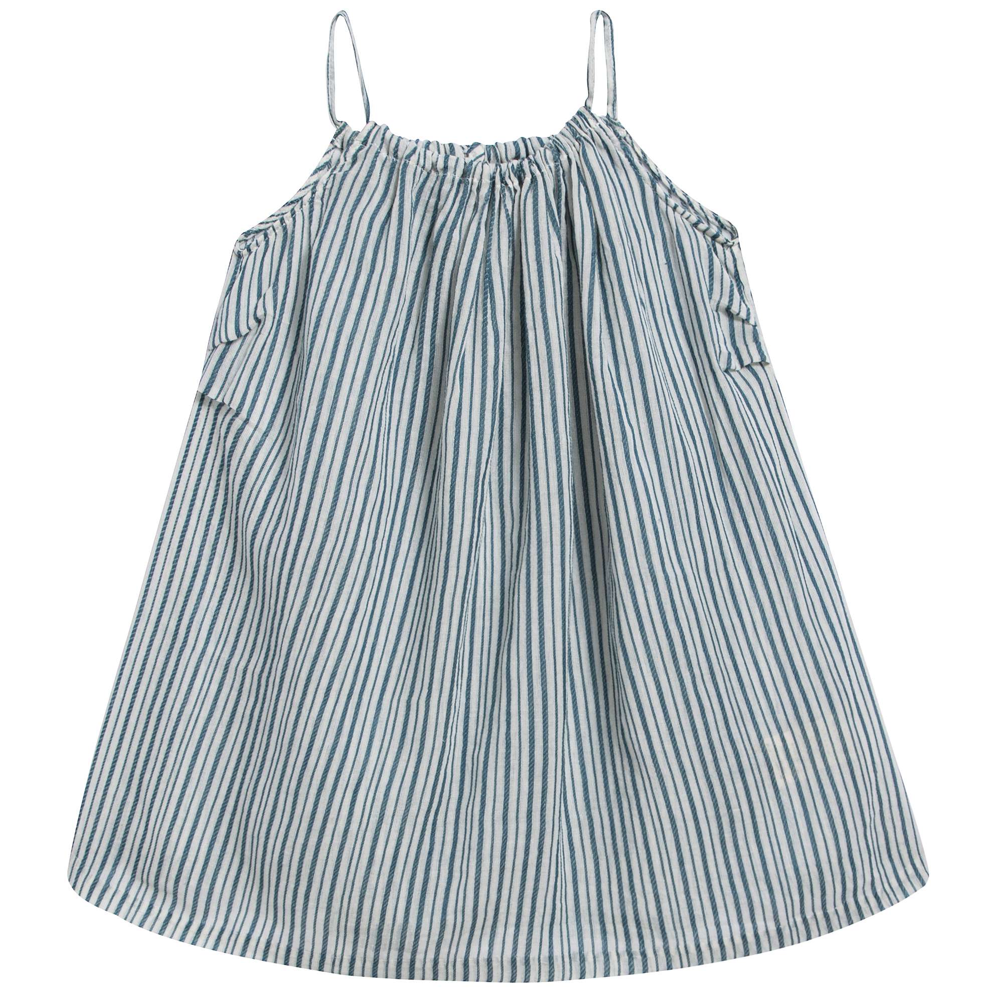 Baby Girls Blue Stripe Woven Dress