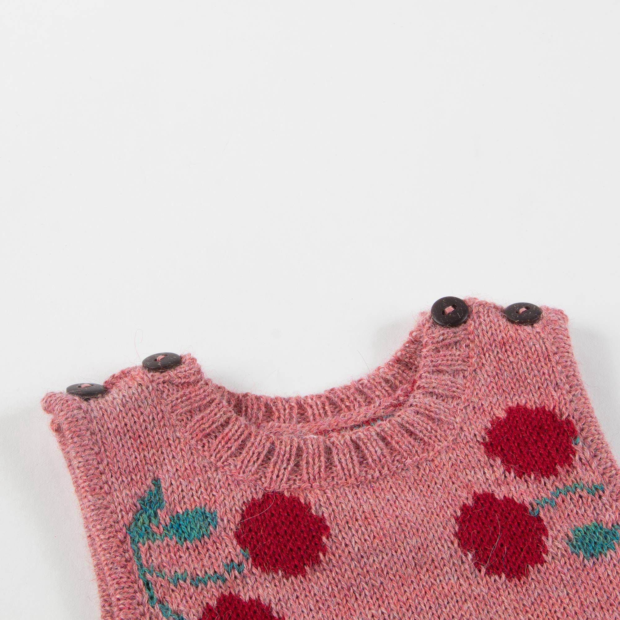 Baby Rose Pink Cherry Alpaca Wool Tank Romper