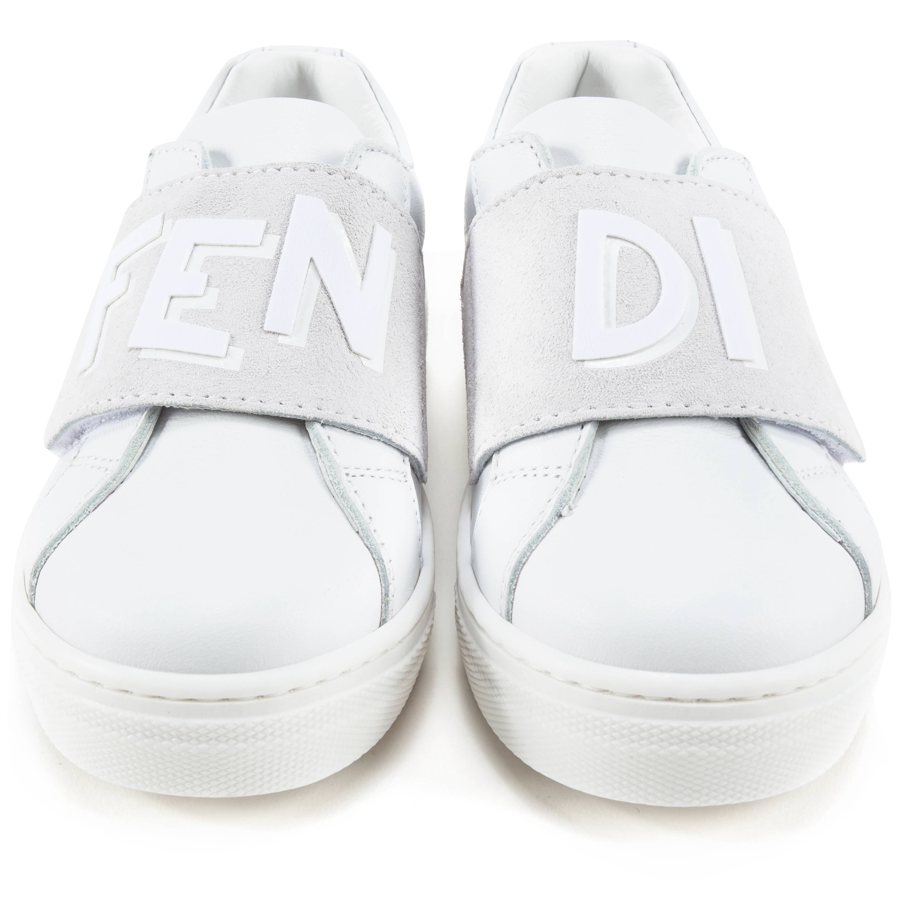 Boys White Velcro Nappa Sneaker Vitello Shoes