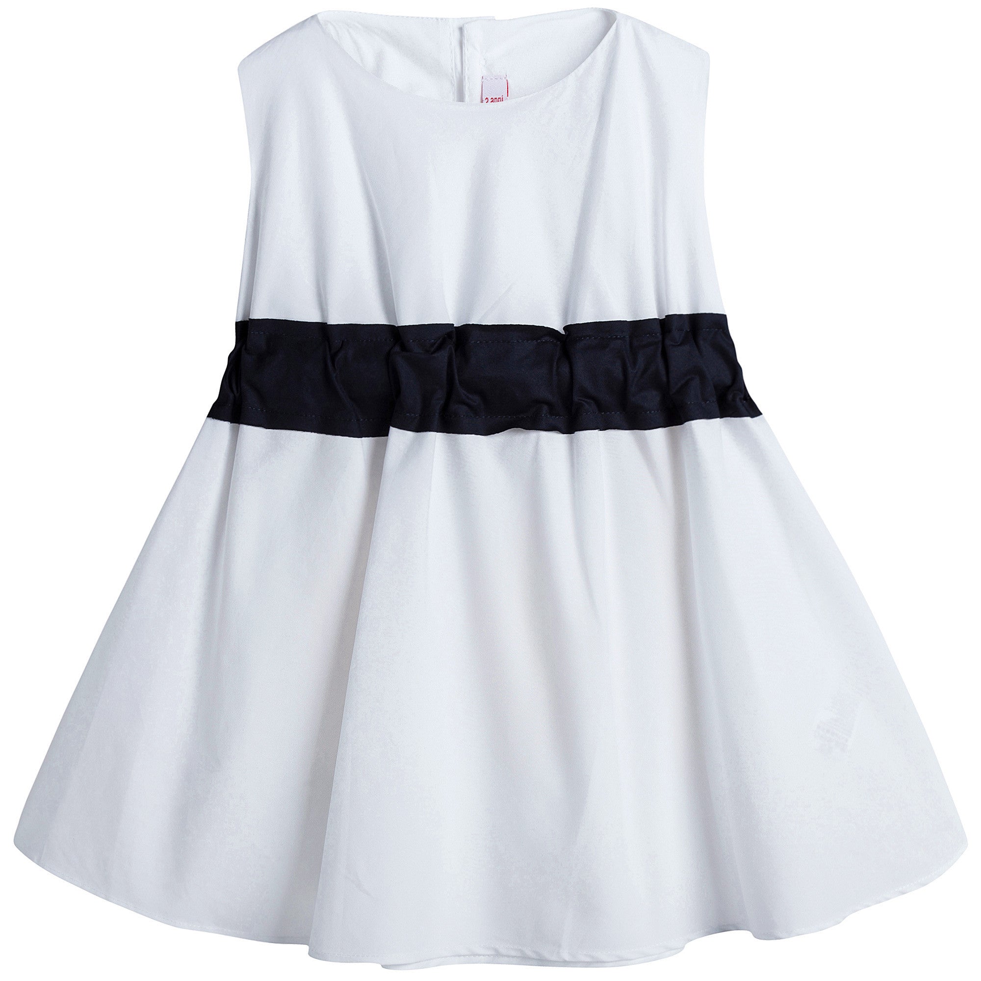 Girls White Dress With Black Bow - CÉMAROSE | Children's Fashion Store - 1