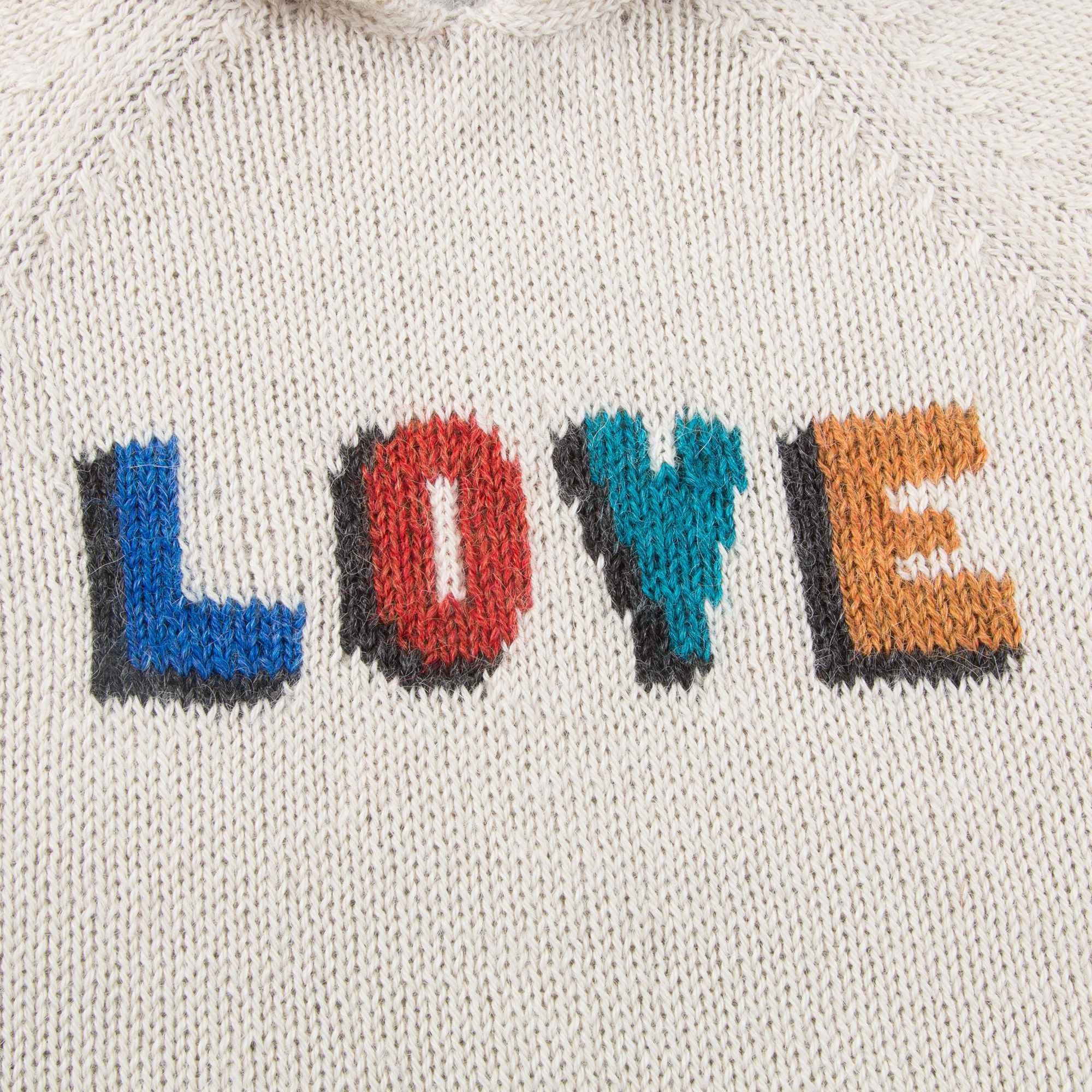 Baby White Love Alpaca Hooded Sweater