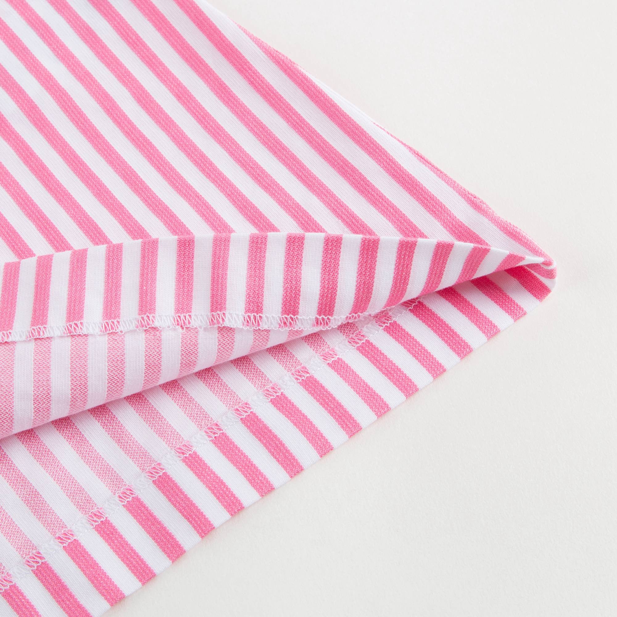 Girls Pink & White Striped Dress With Bow