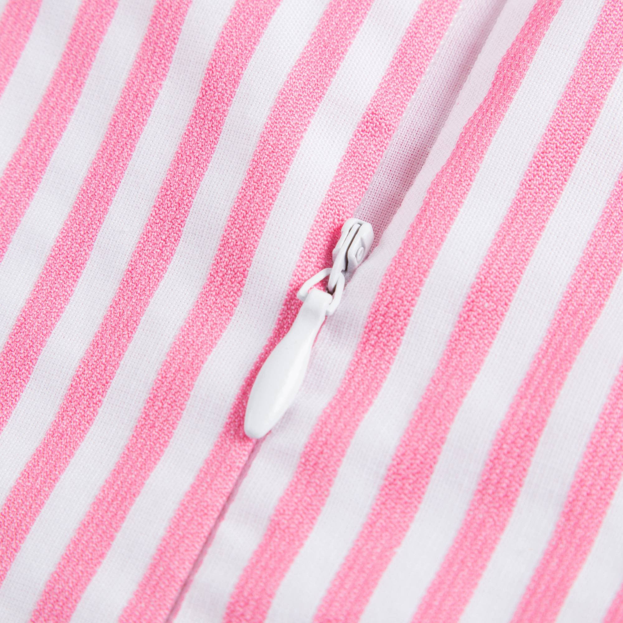 Girls Pink & White Striped Dress With Bow