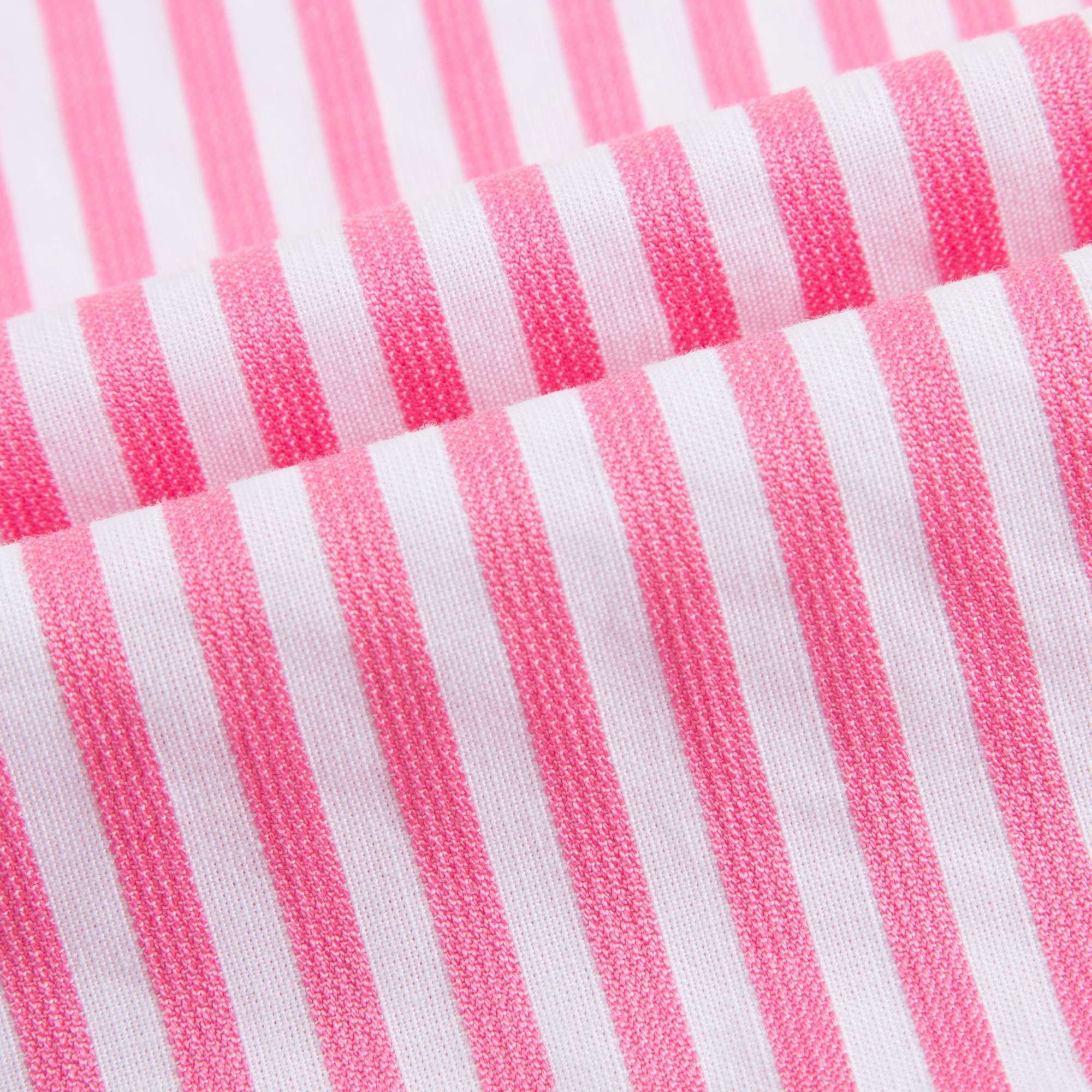 Girls Pink & White Striped Dress With Bow