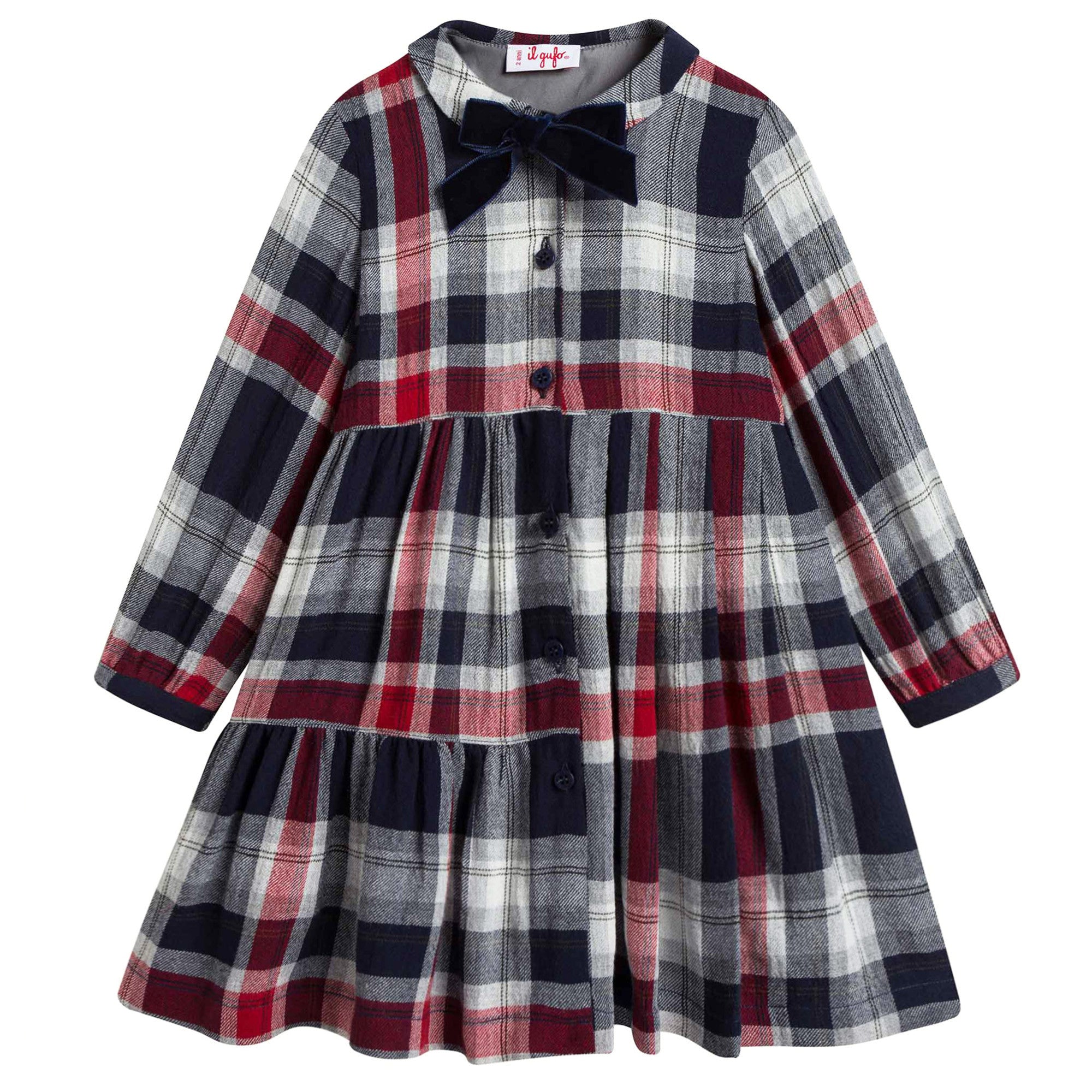 Girls Dark Blue Lattice Dress