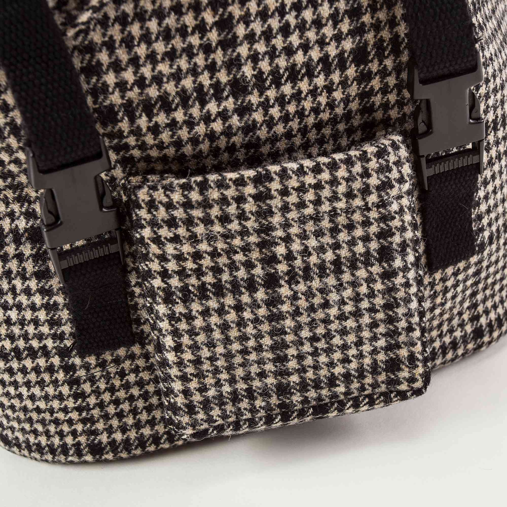 Black Check Wool Backpack