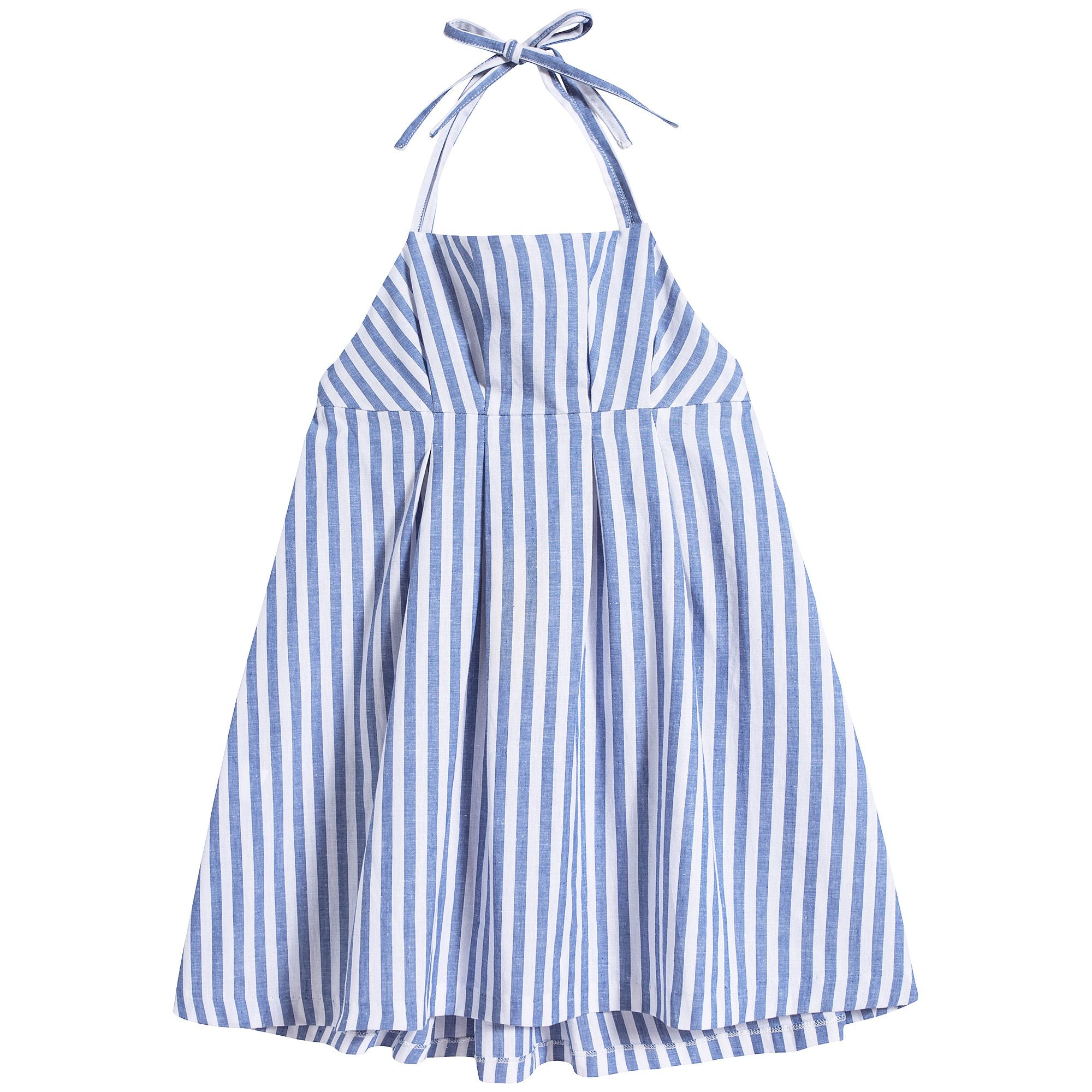 Girls White & Blue Striped Dress