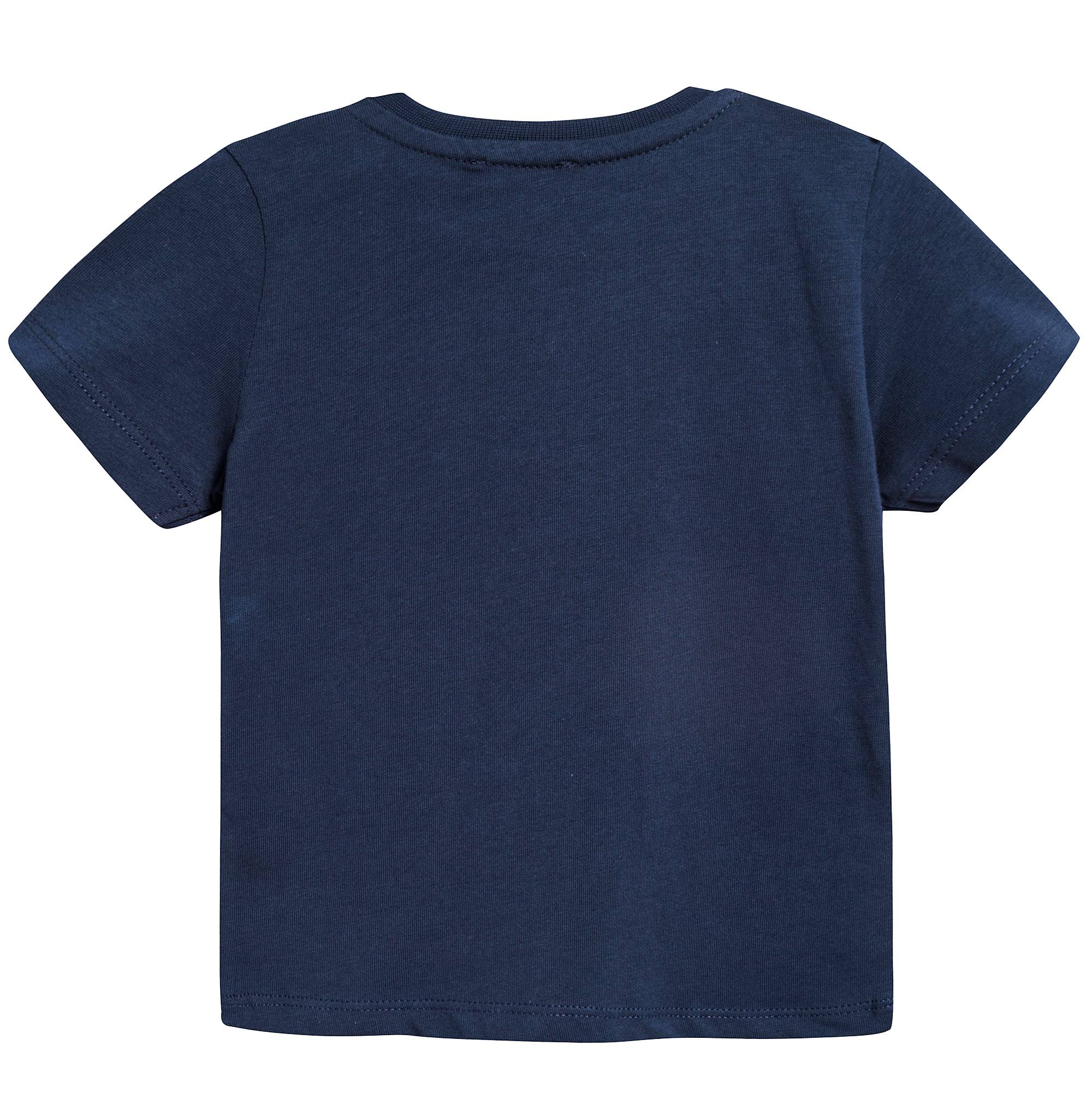 Boys Navy Tiger Printed Cotton T-shirt