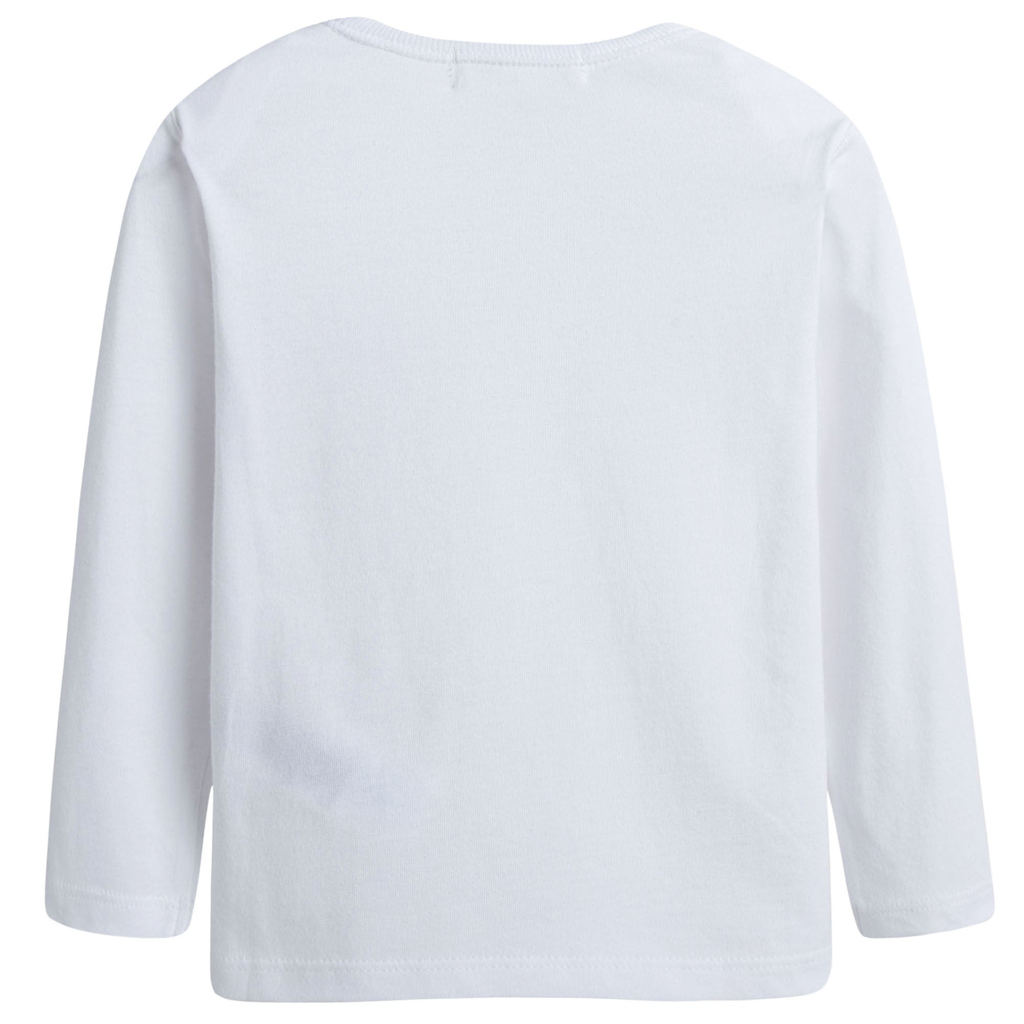 Baby White Cotton Long Sleeves T-shirt With Check Pocket