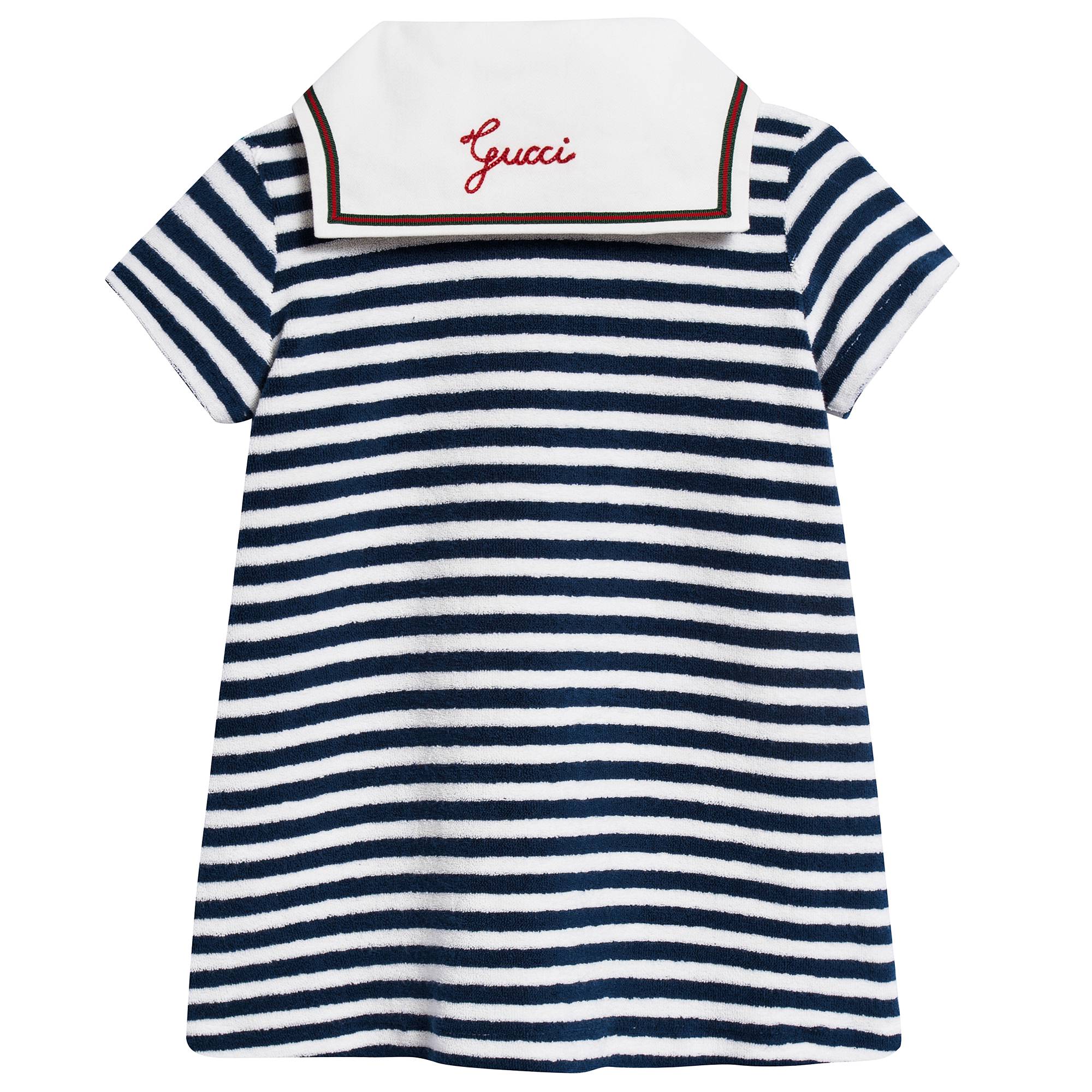 Girls Blue & White Striped Towelling Dress