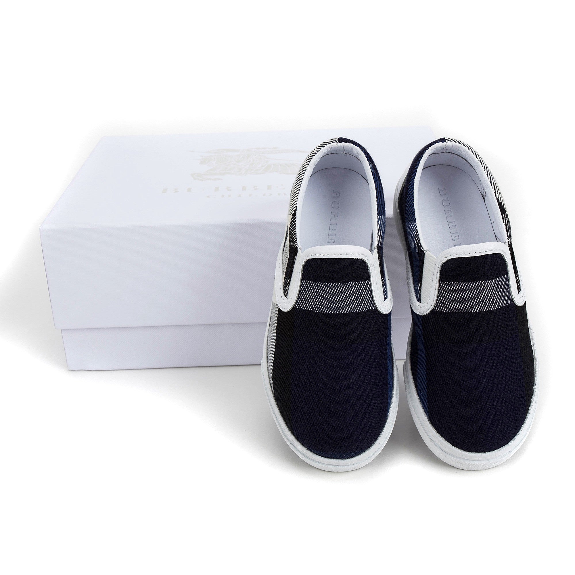 Boys Blue Check Trainers