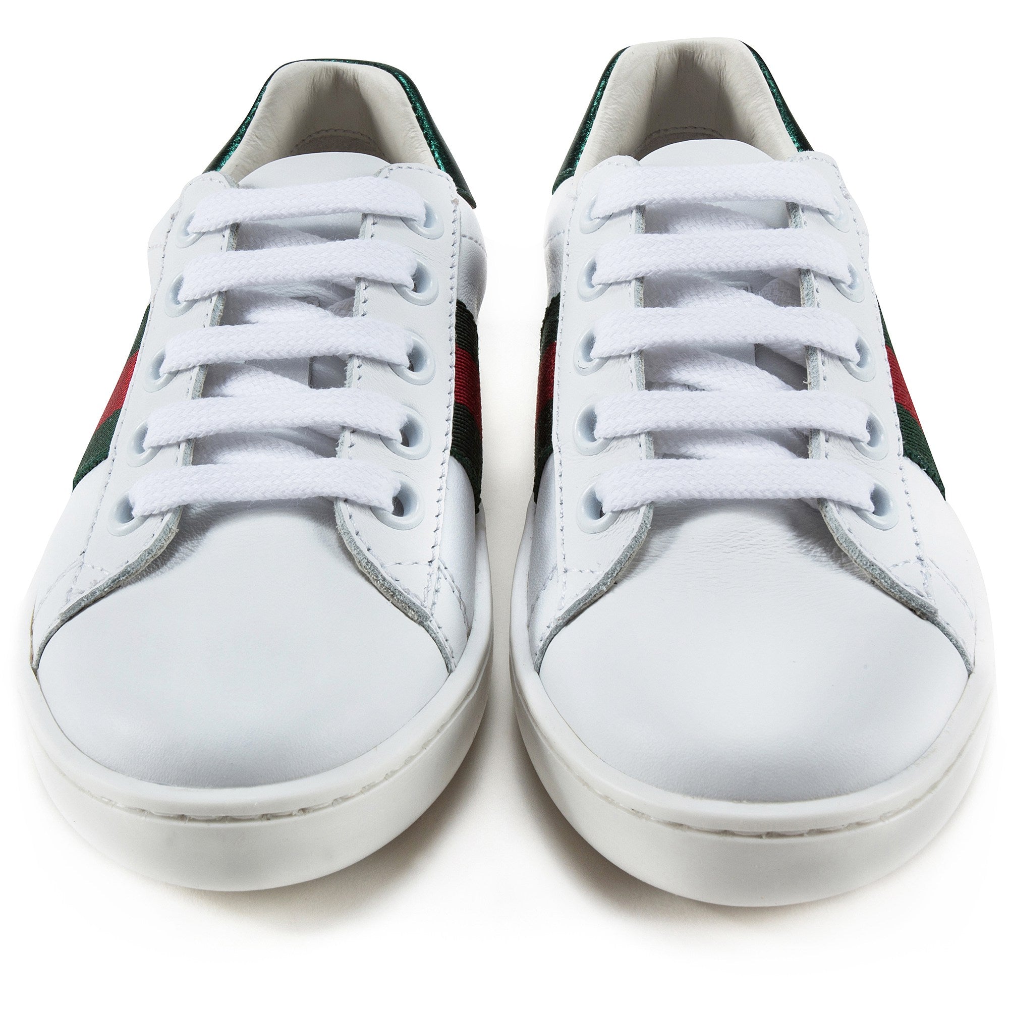 Girls & Boys White Leather Trainers