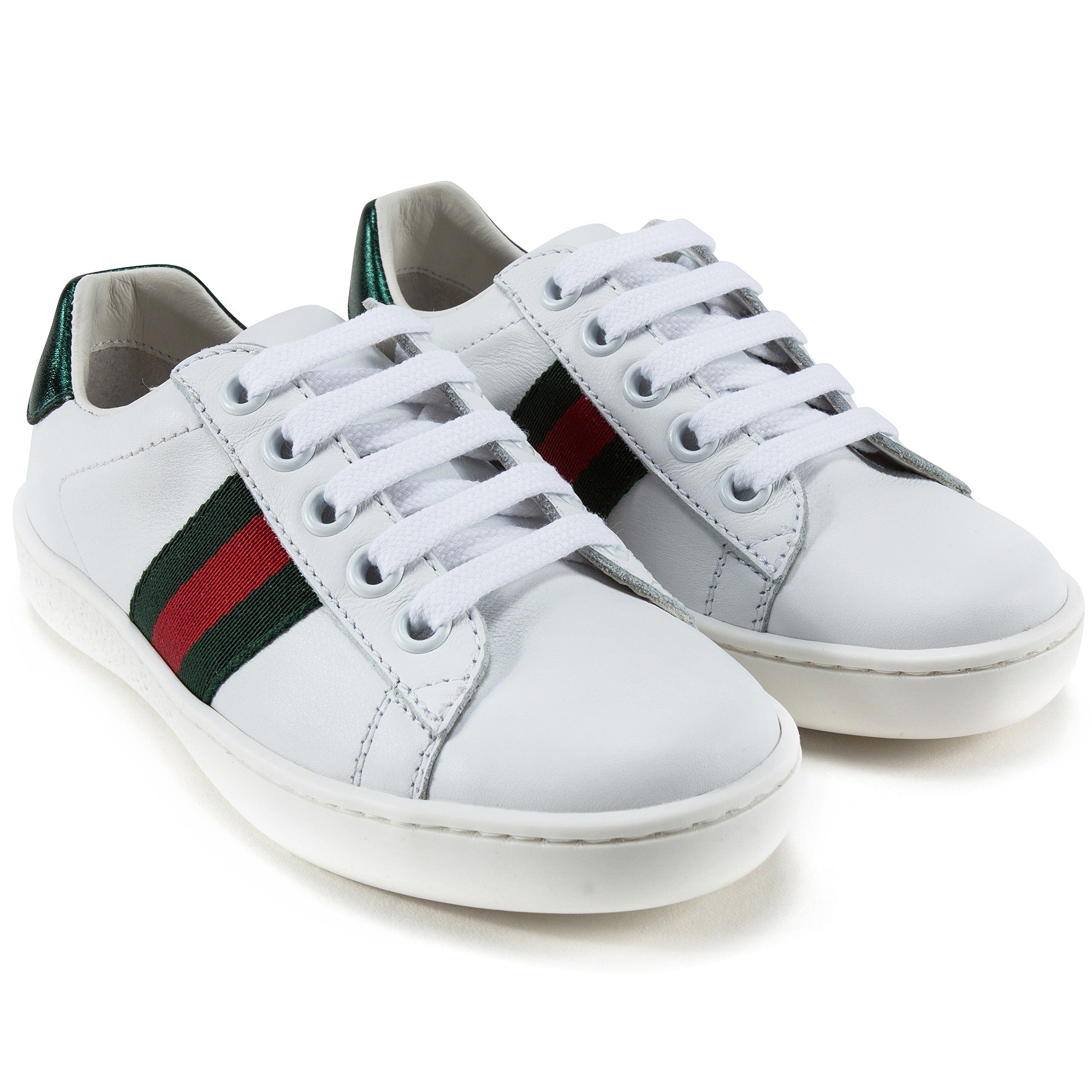 Girls & Boys White Leather Trainers