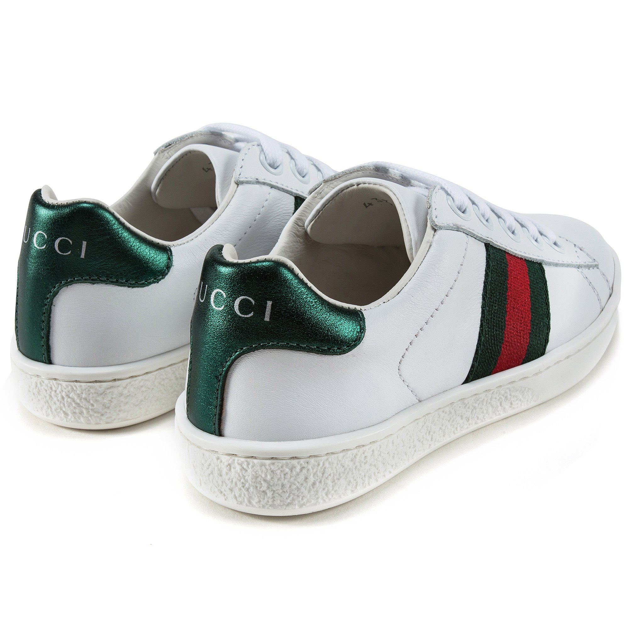 Girls & Boys White Leather Trainers