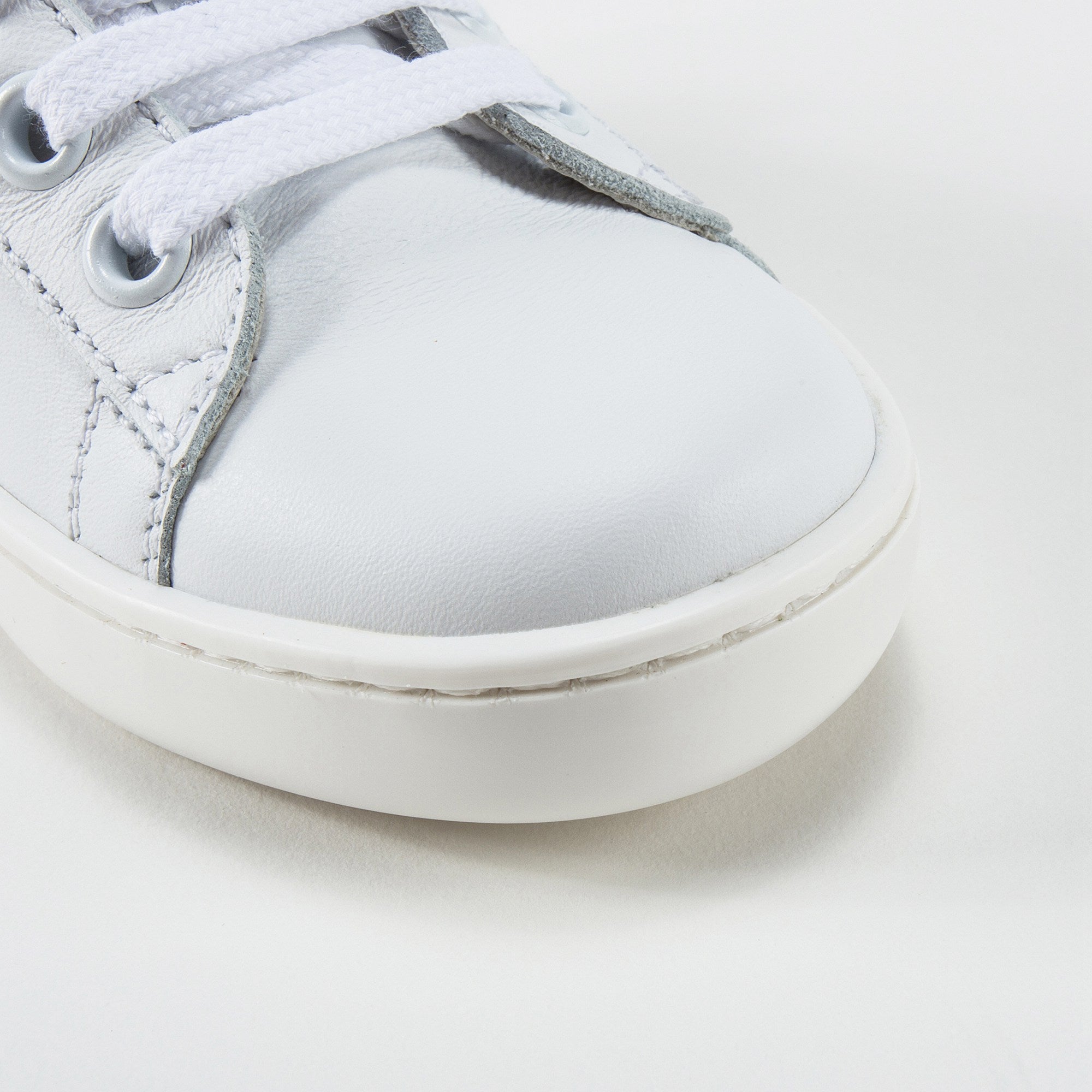 Girls & Boys White Leather Trainers