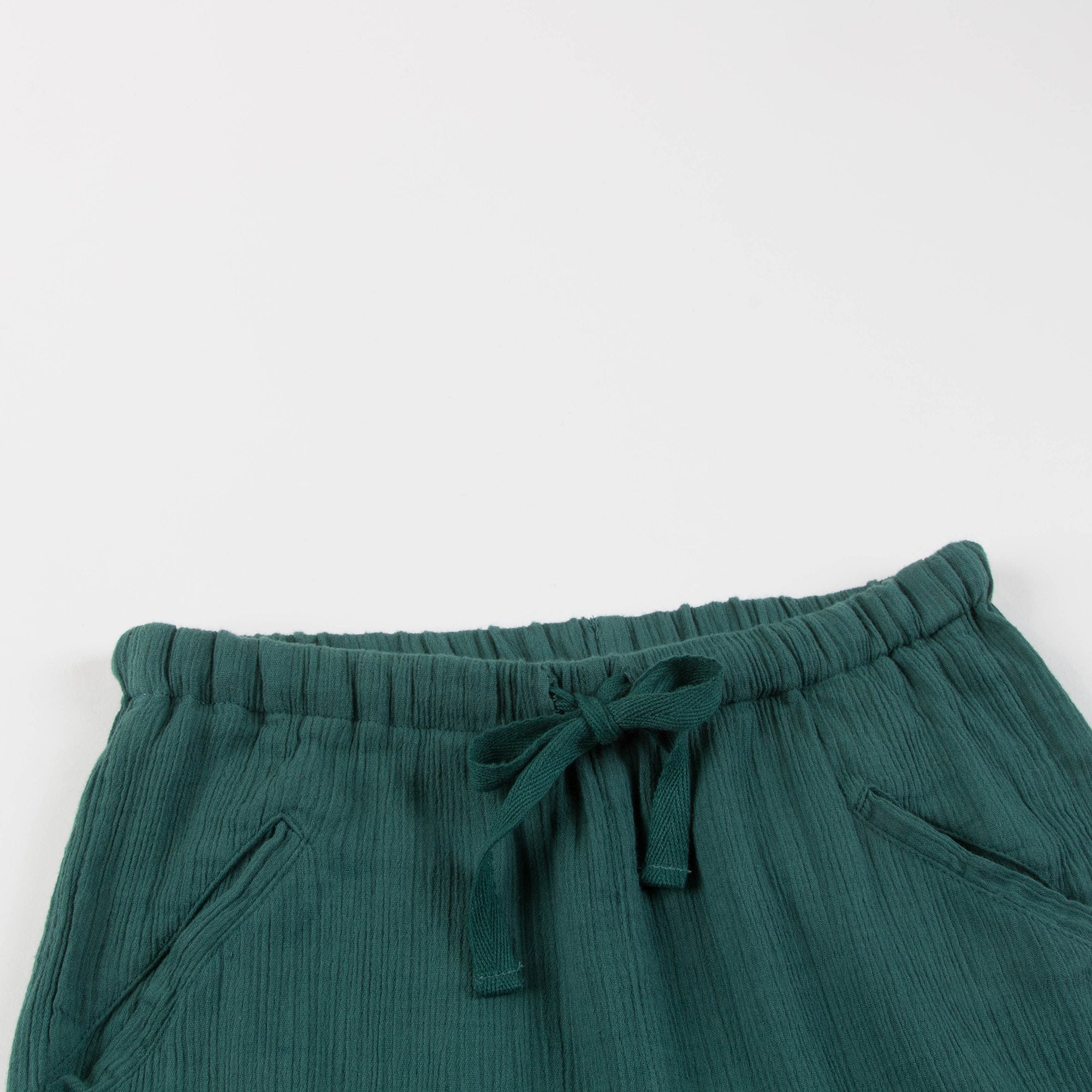 Girls & Boys Dark Green Cotton Woven Trousers