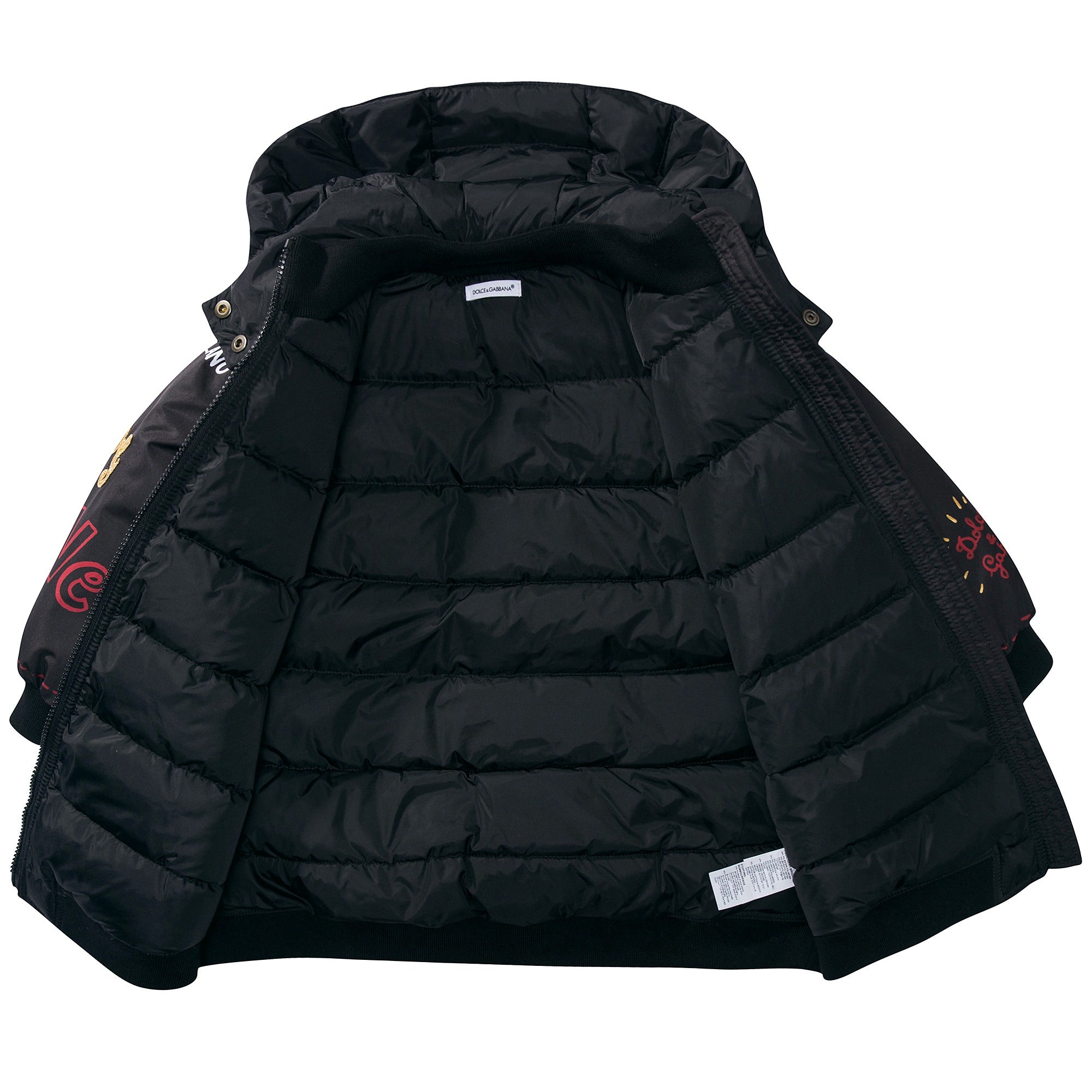 Girls Black "My Love" Polyester Coat