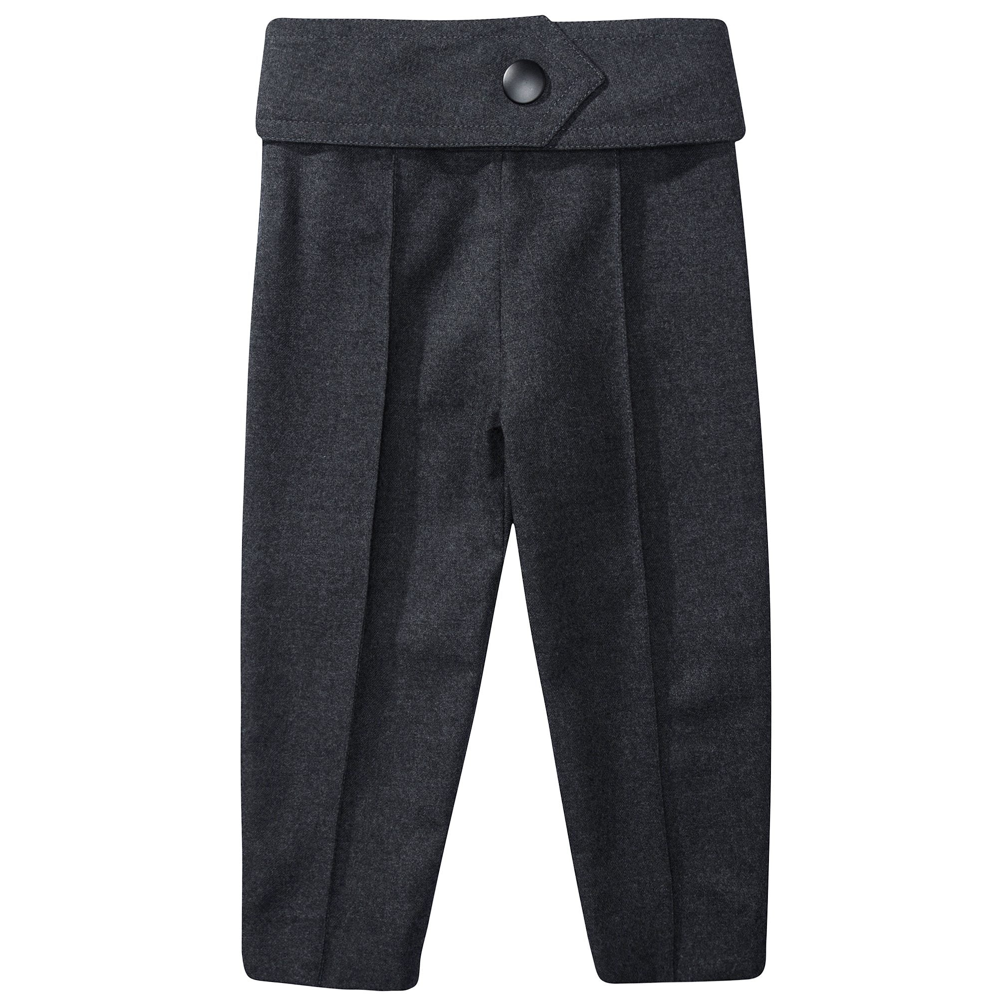Girls Charcoal Gray Cotton Trousers