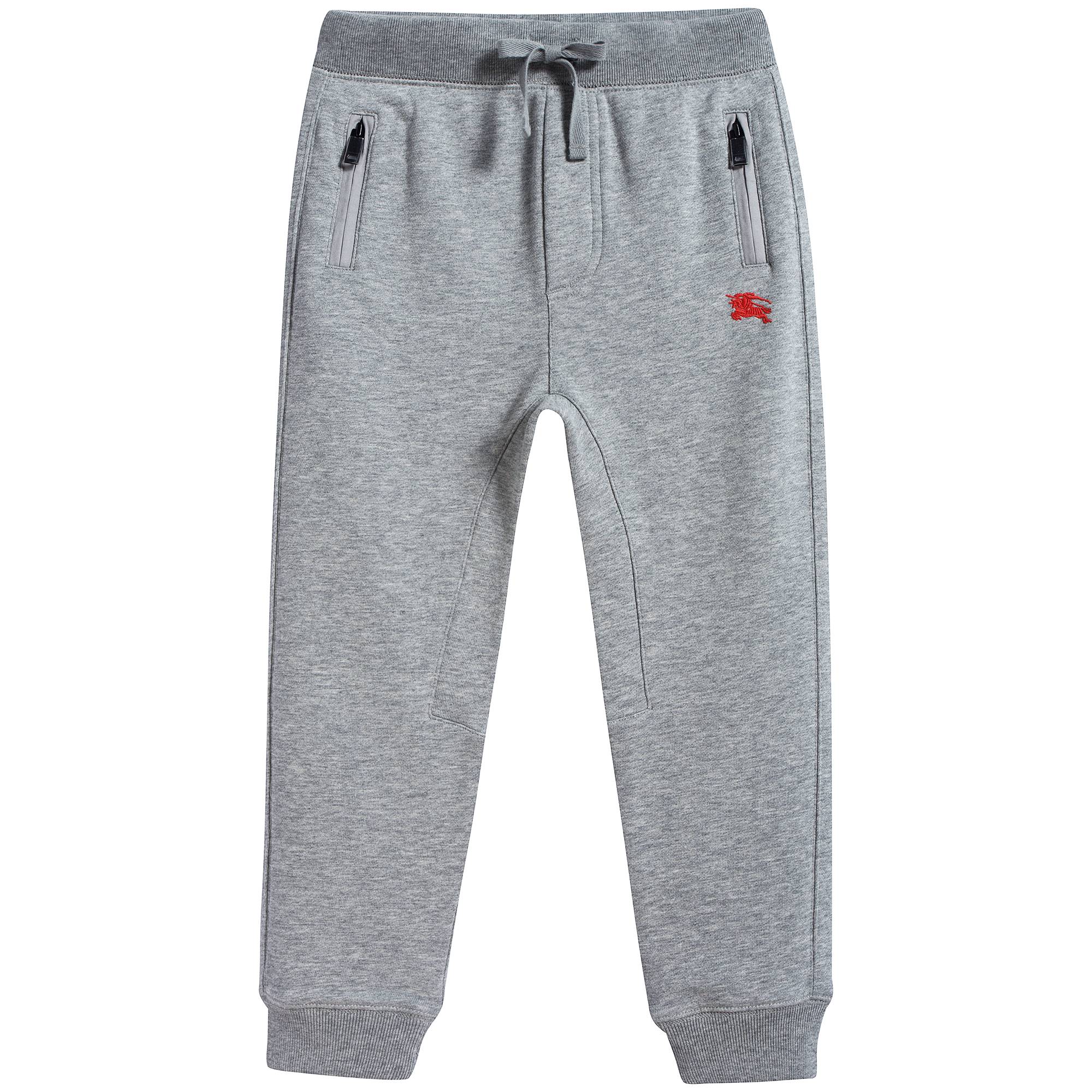 Boys Grey Melange Cotton Trousers