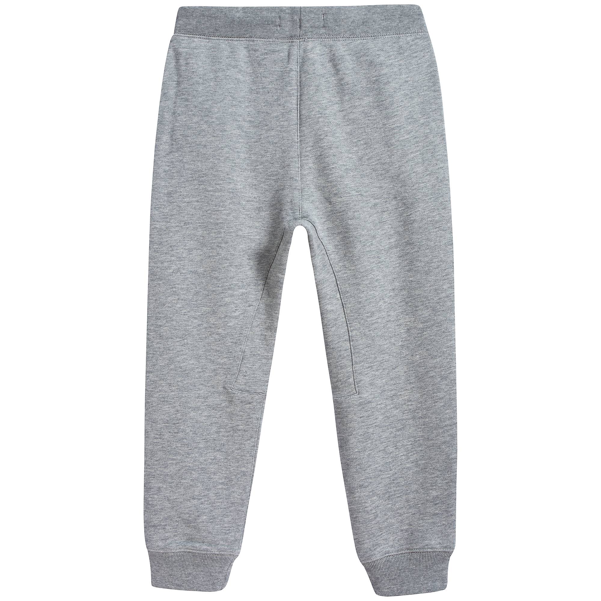Boys Grey Melange Cotton Trousers